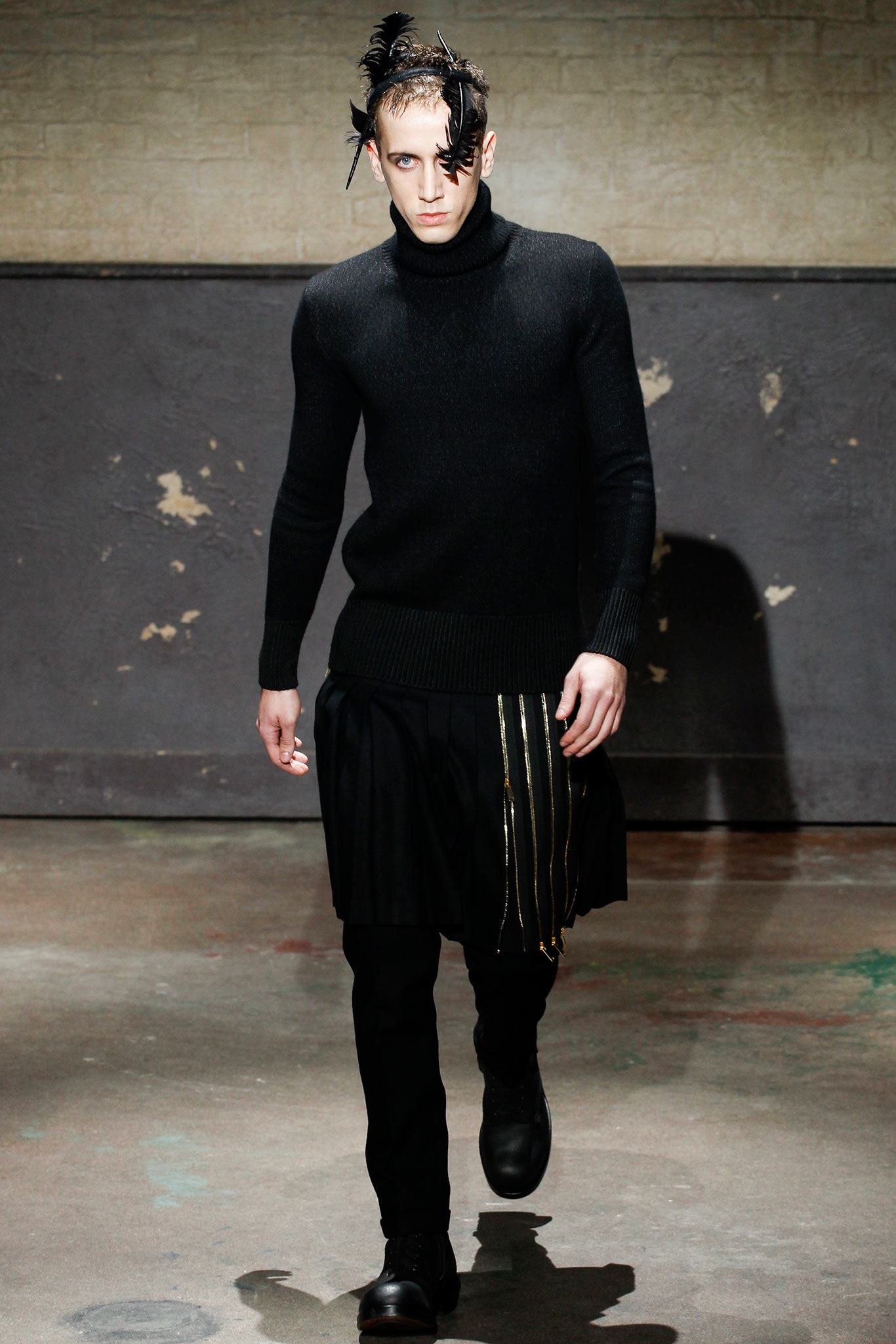 black fitted sweater and skirt