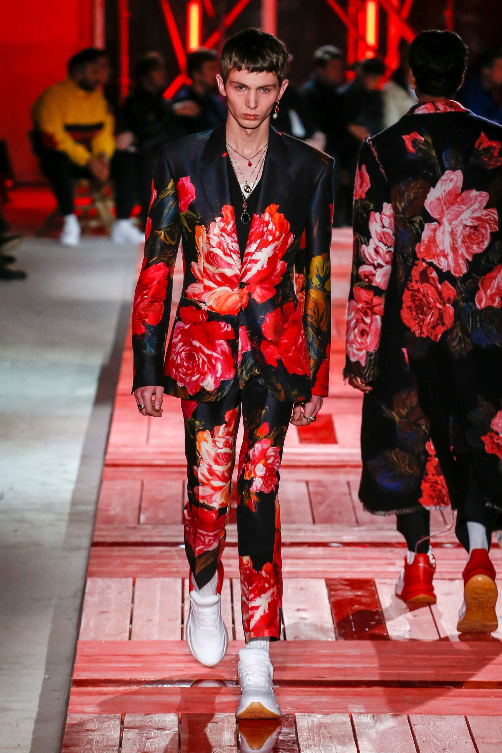 floral tailored silk suit
