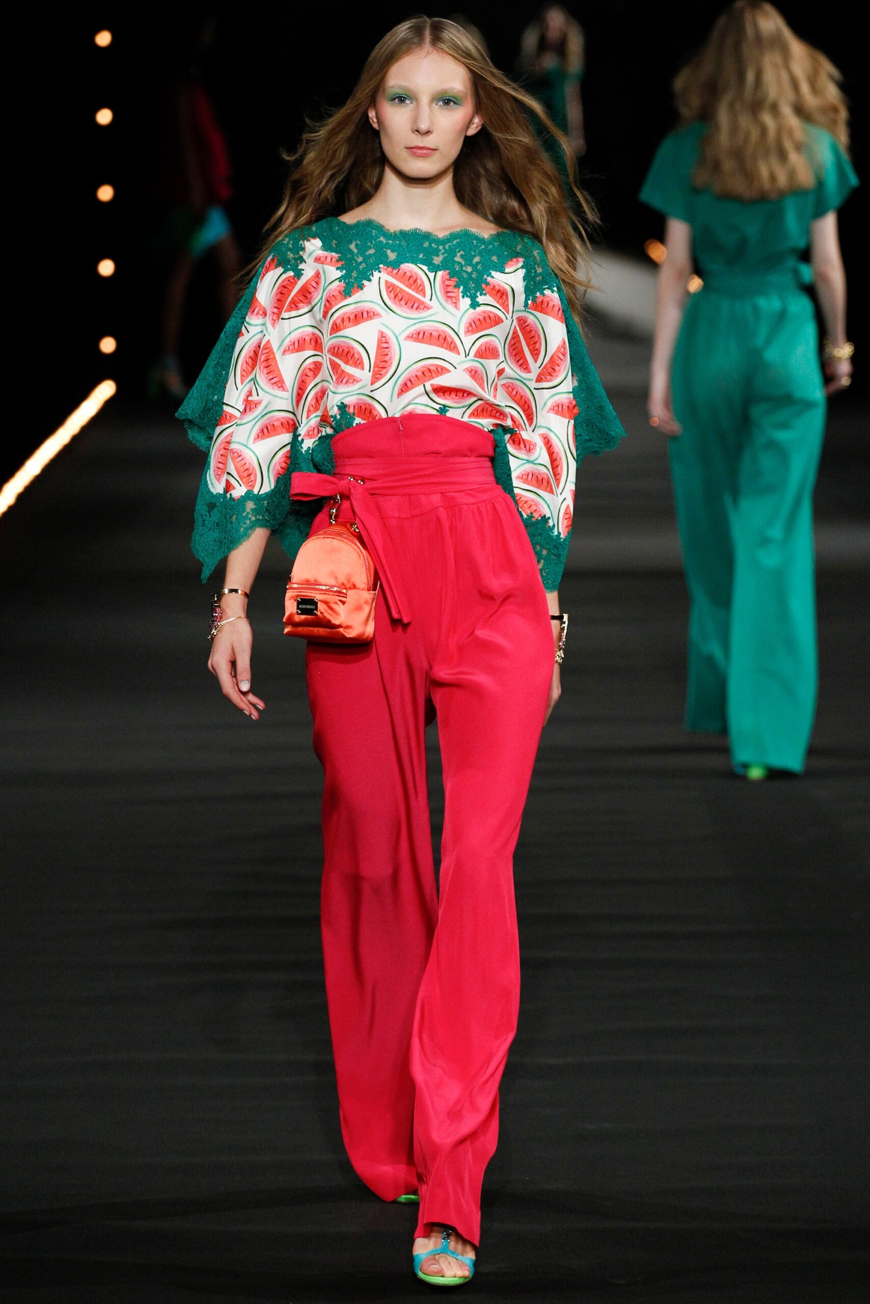 printed top and wide-leg pants