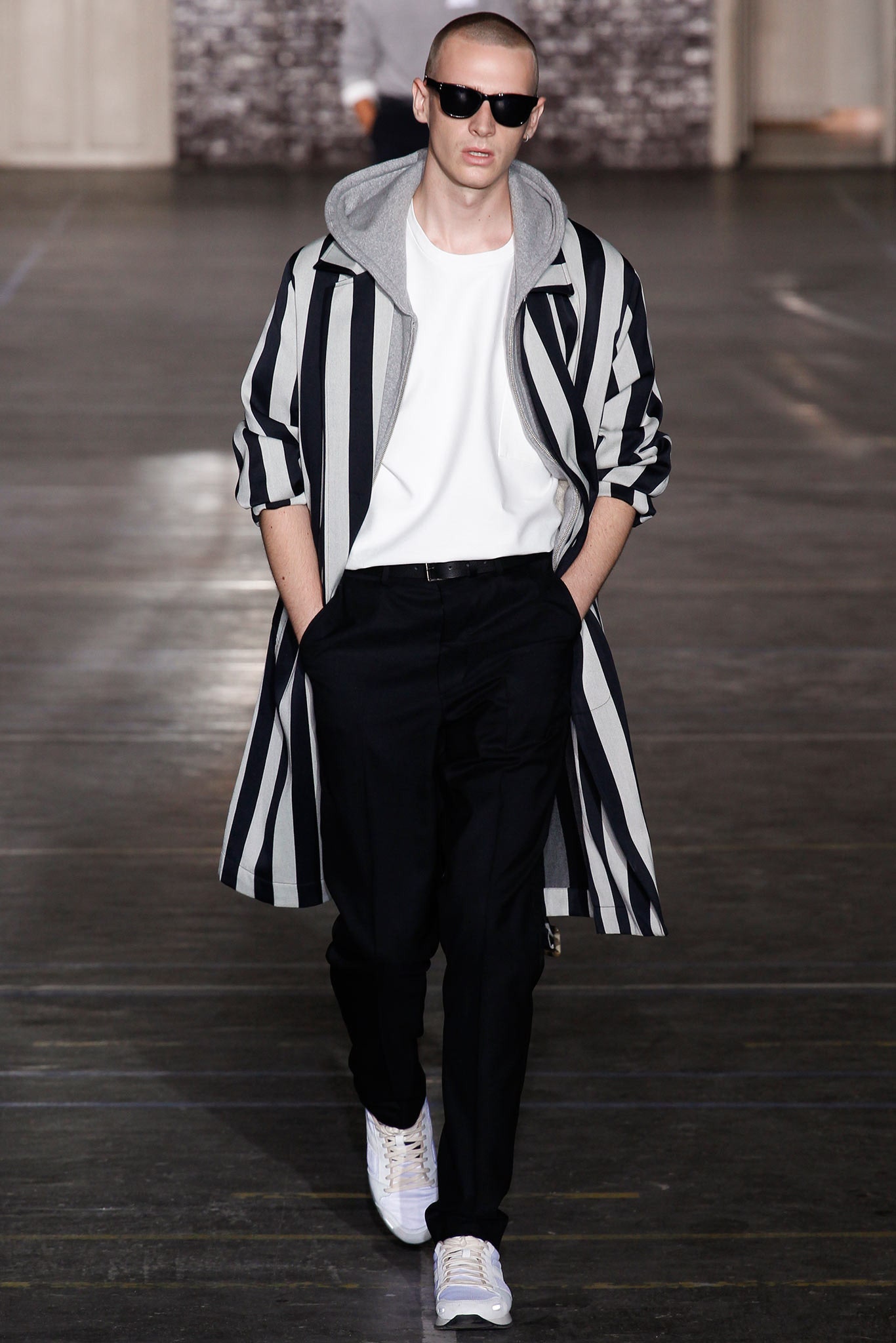 striped coat with relaxed fit