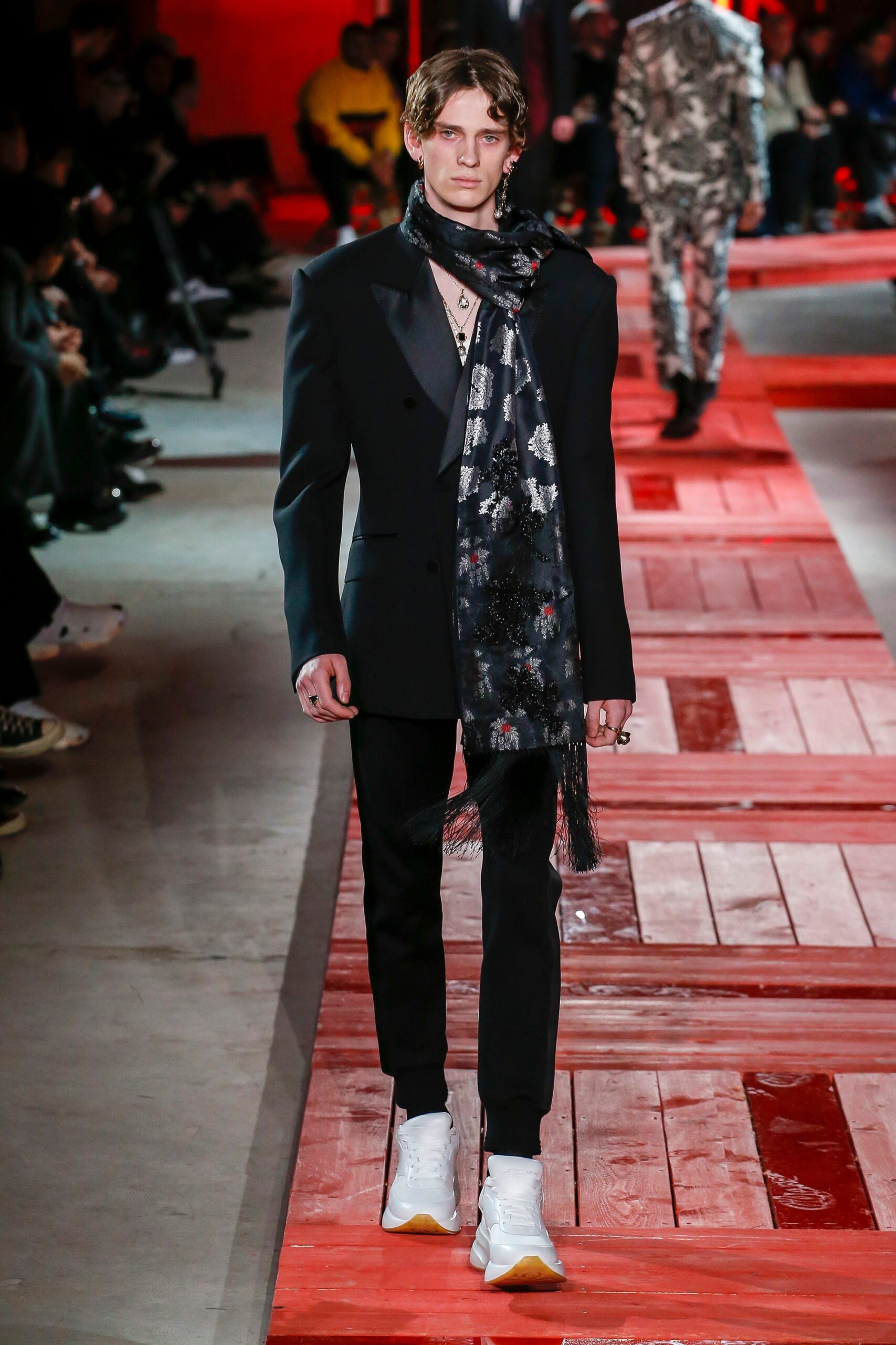 black silk fringed scarf