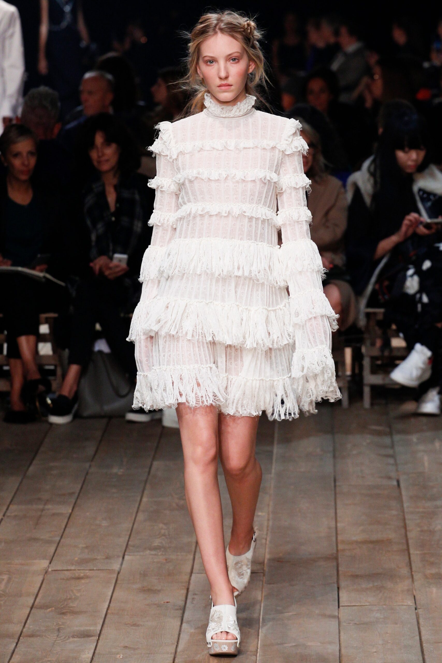 white fringed mini dress