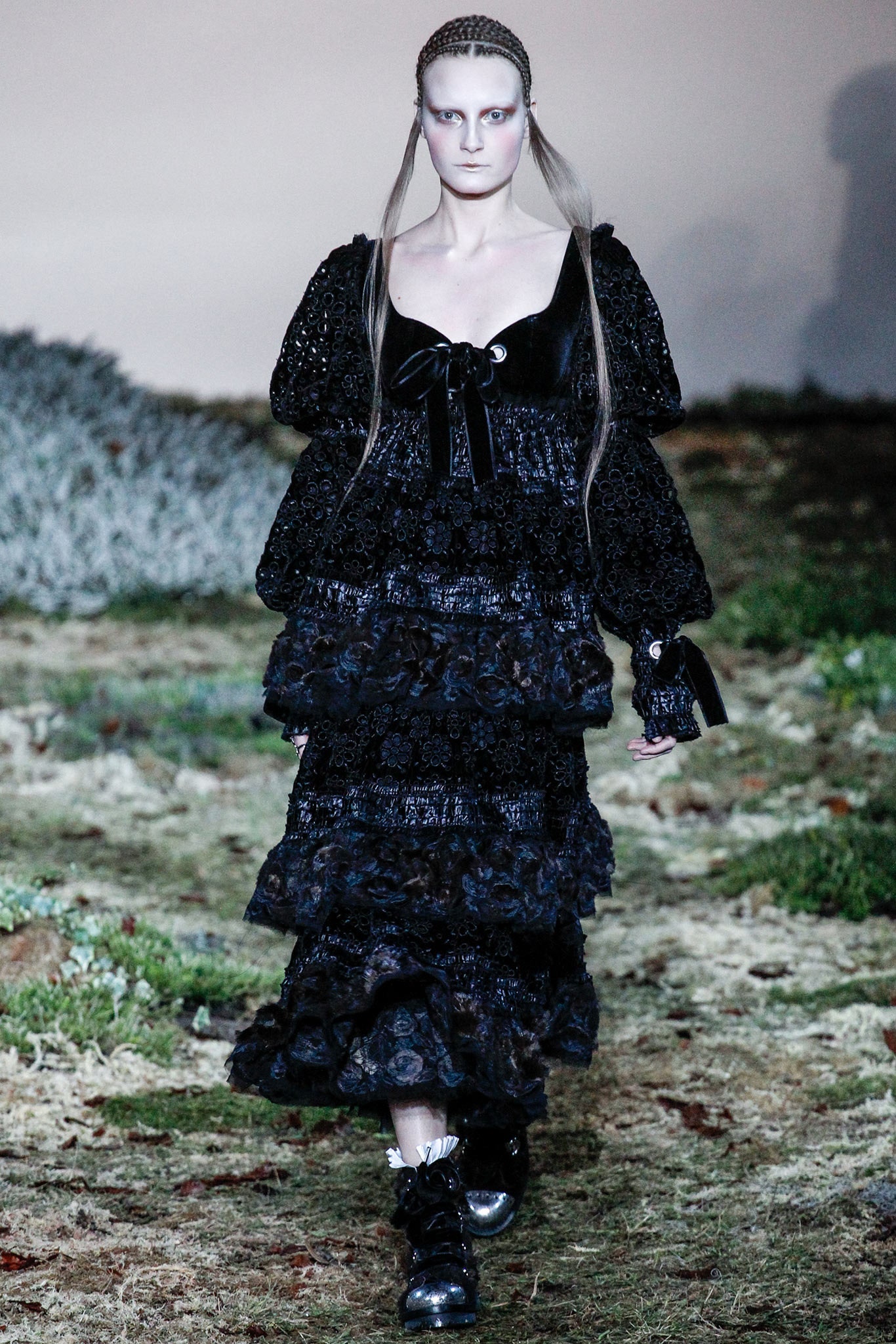 black lace tiered maxi dress