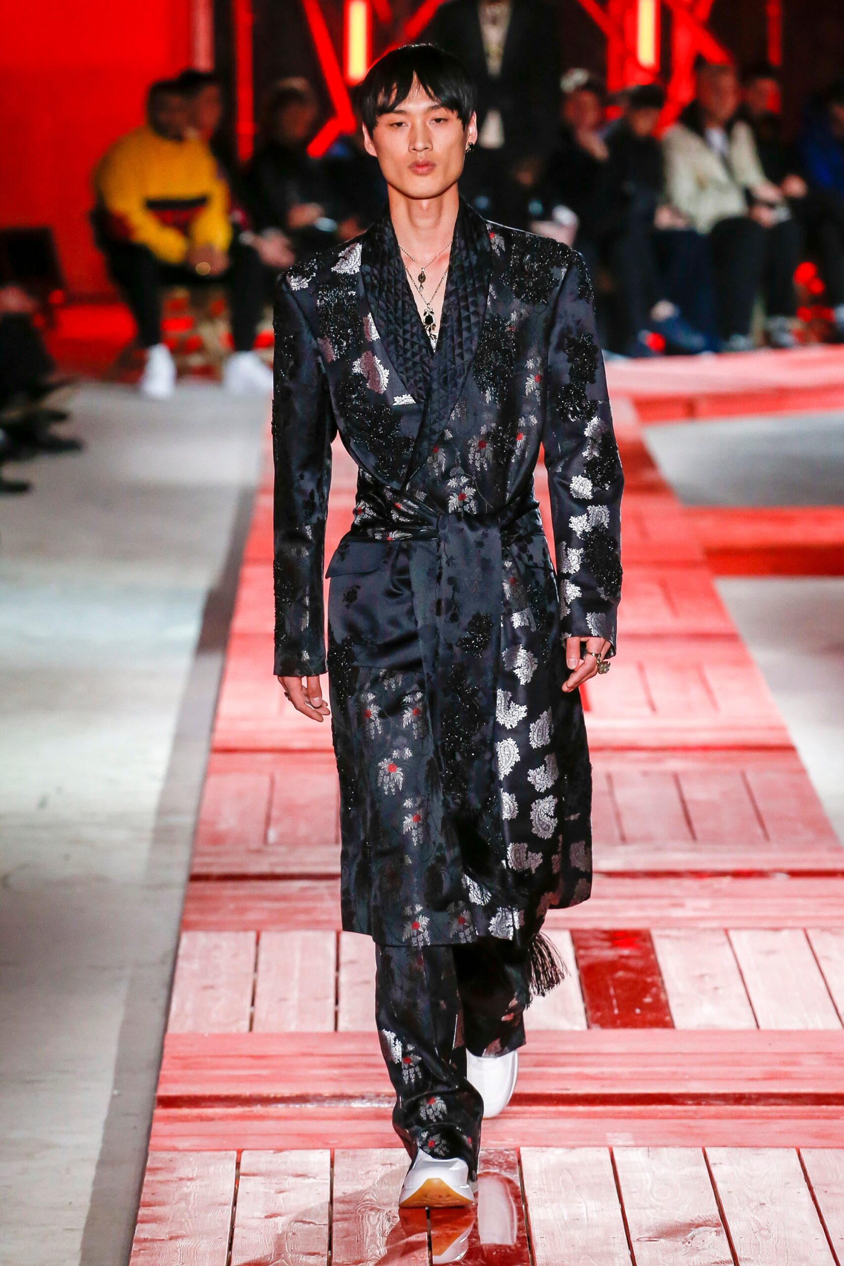 black silk embroidered robe