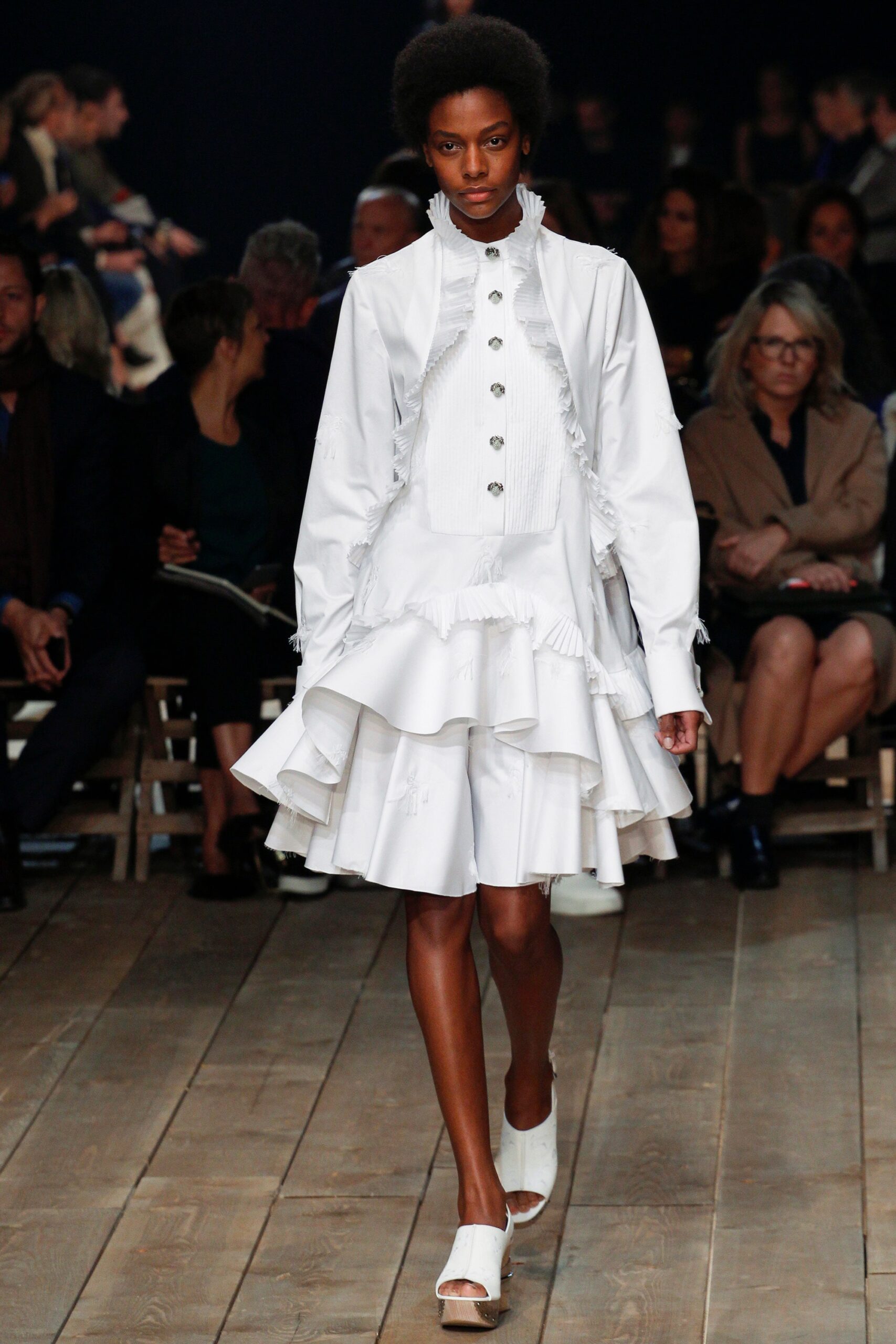 white fitted long-sleeve dress