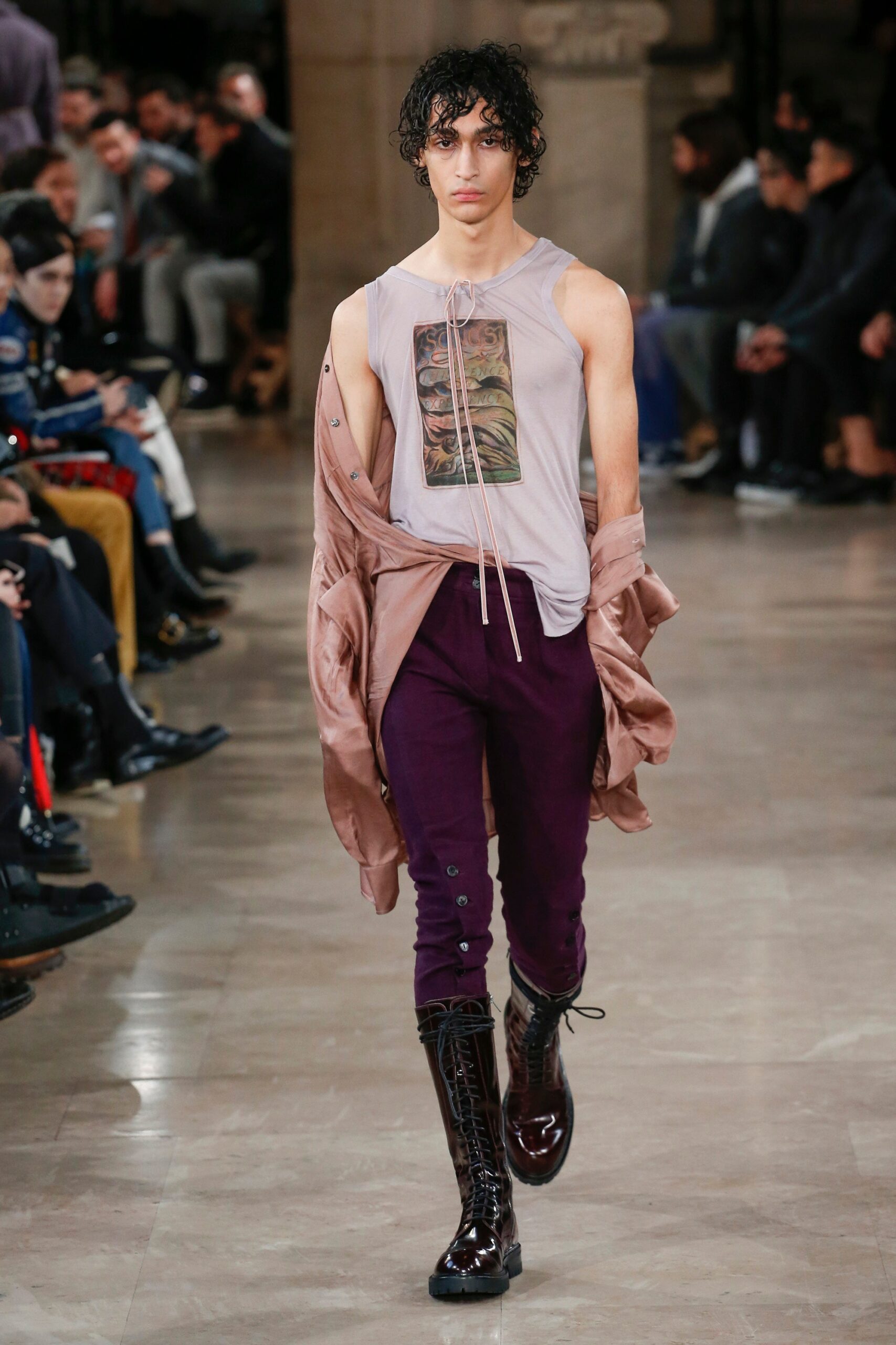 pink sleeveless top with beige jacket