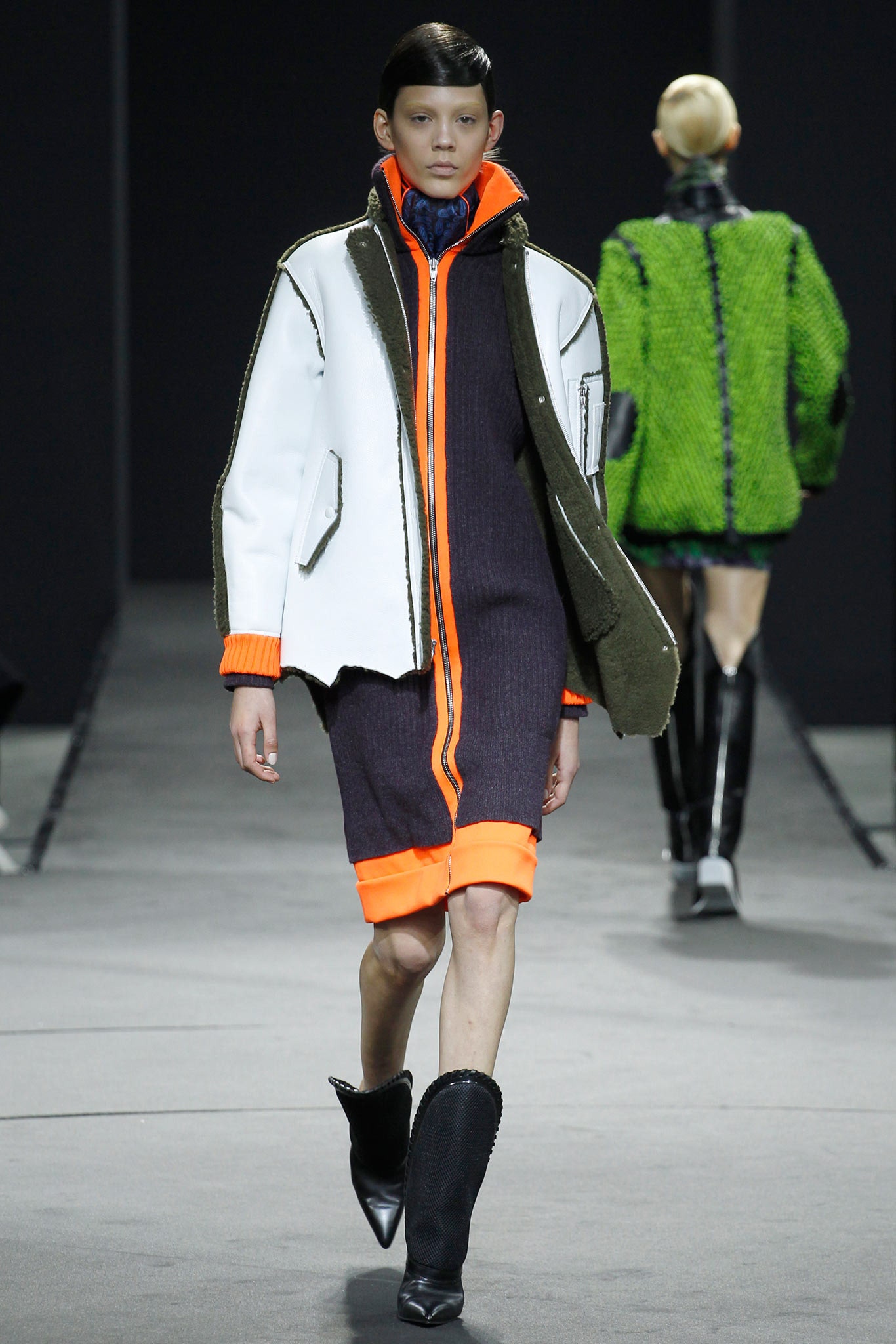 white cotton long-sleeve collared oversized layered jacket