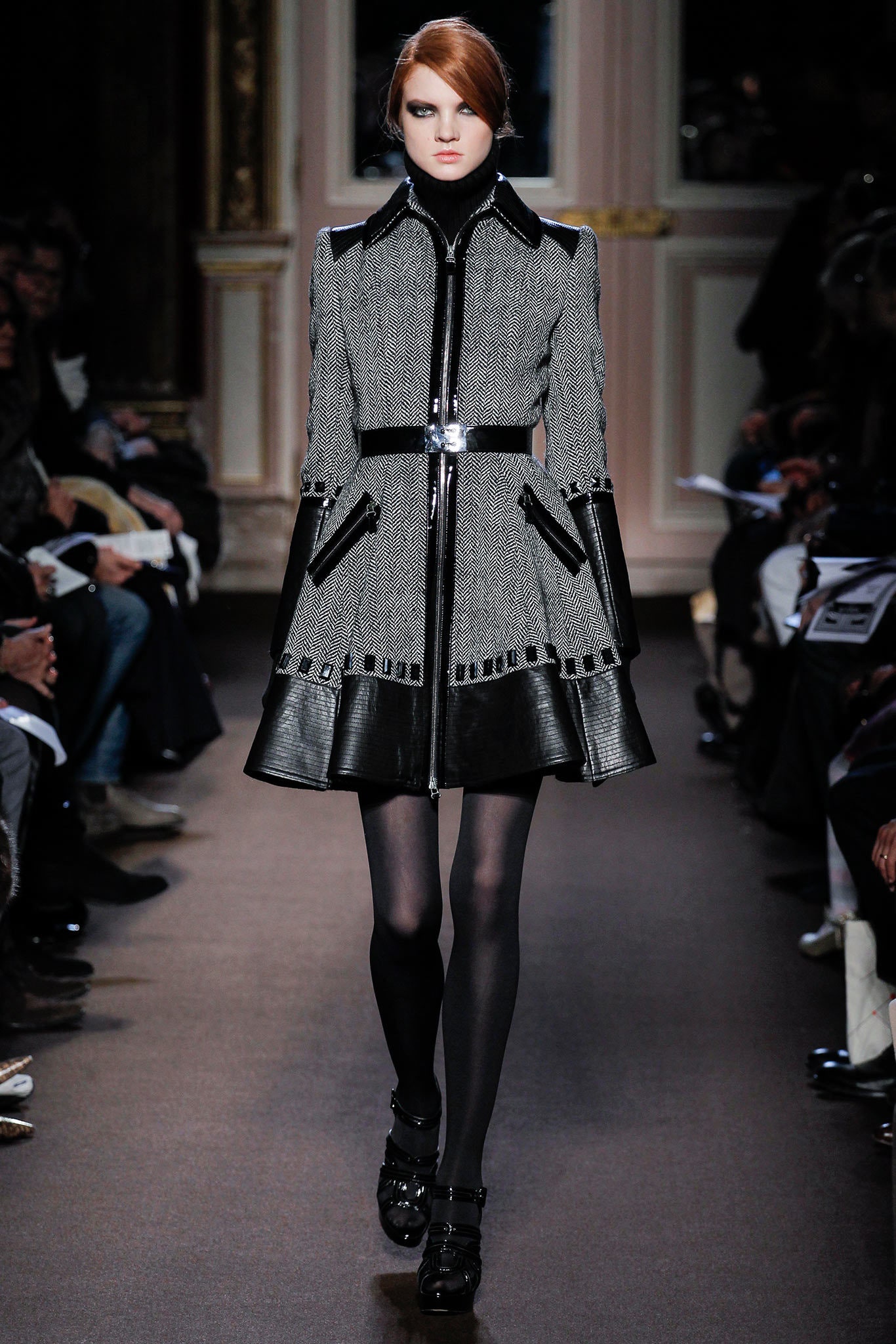 fitted black and gray coat