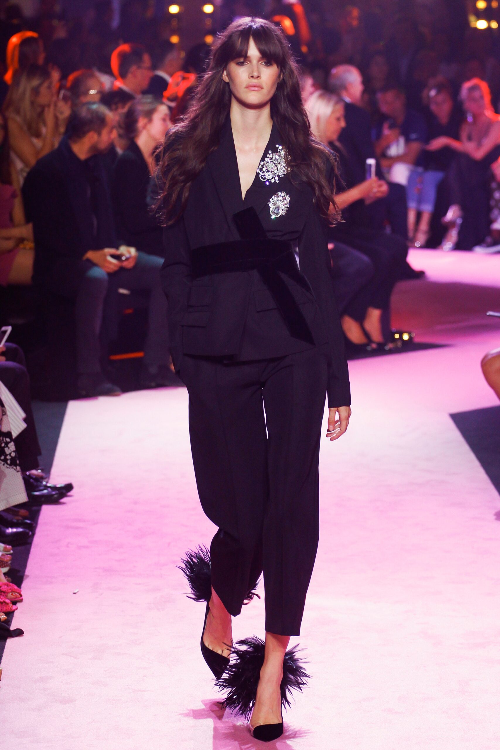 black silk fitted suit