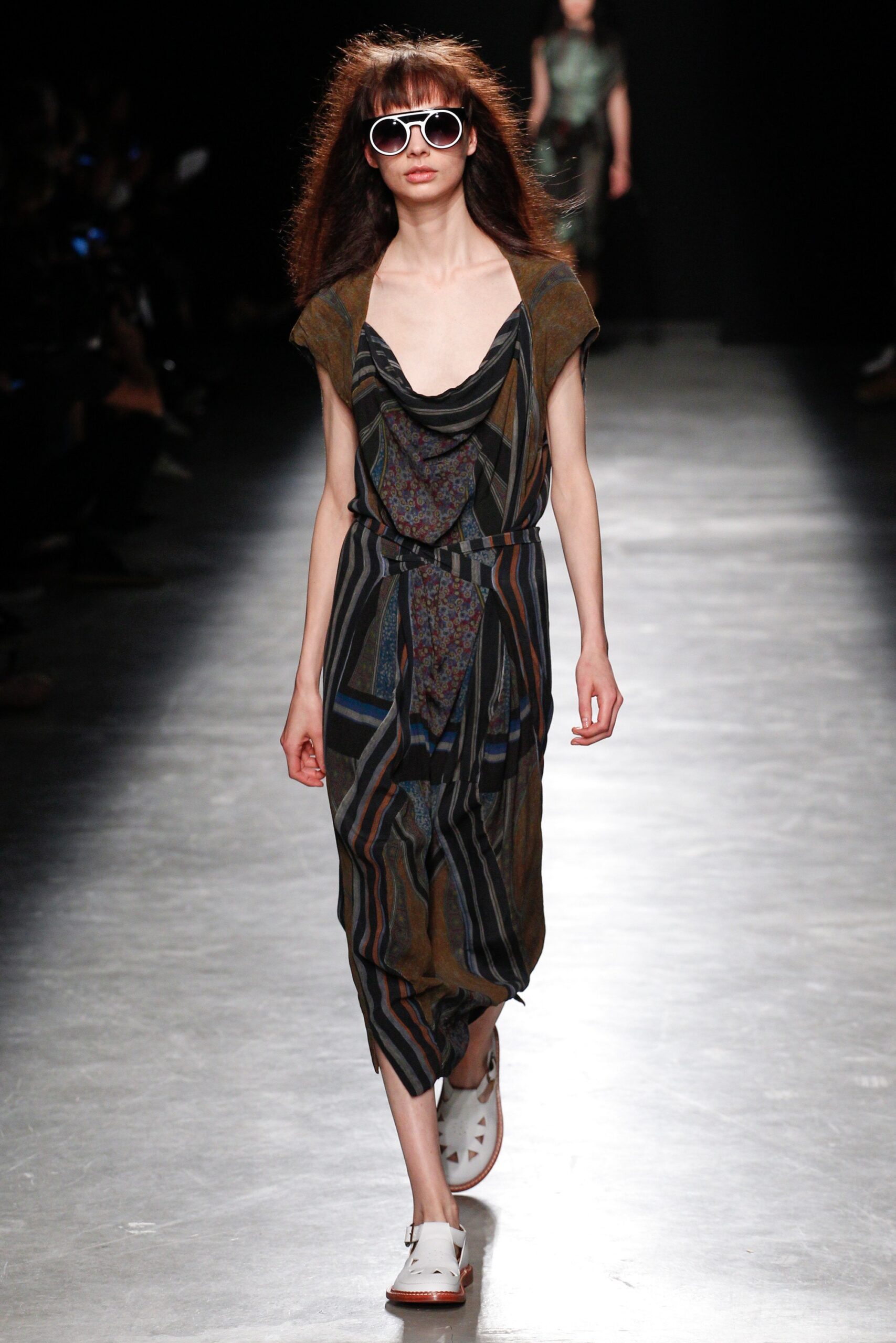 multi-colored relaxed midi dress