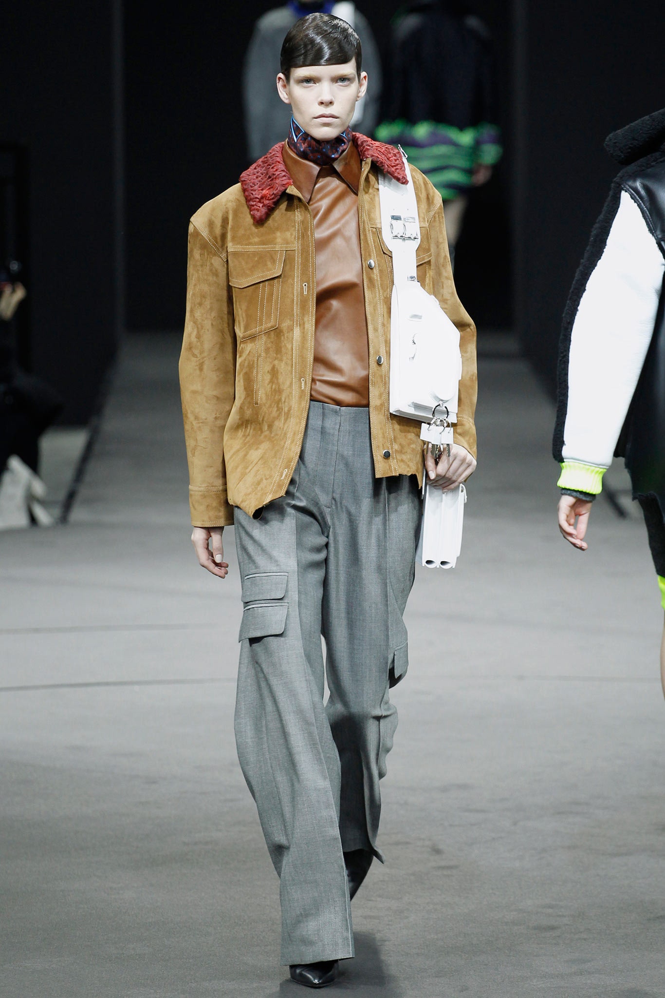 gray wool tailored cargo pants