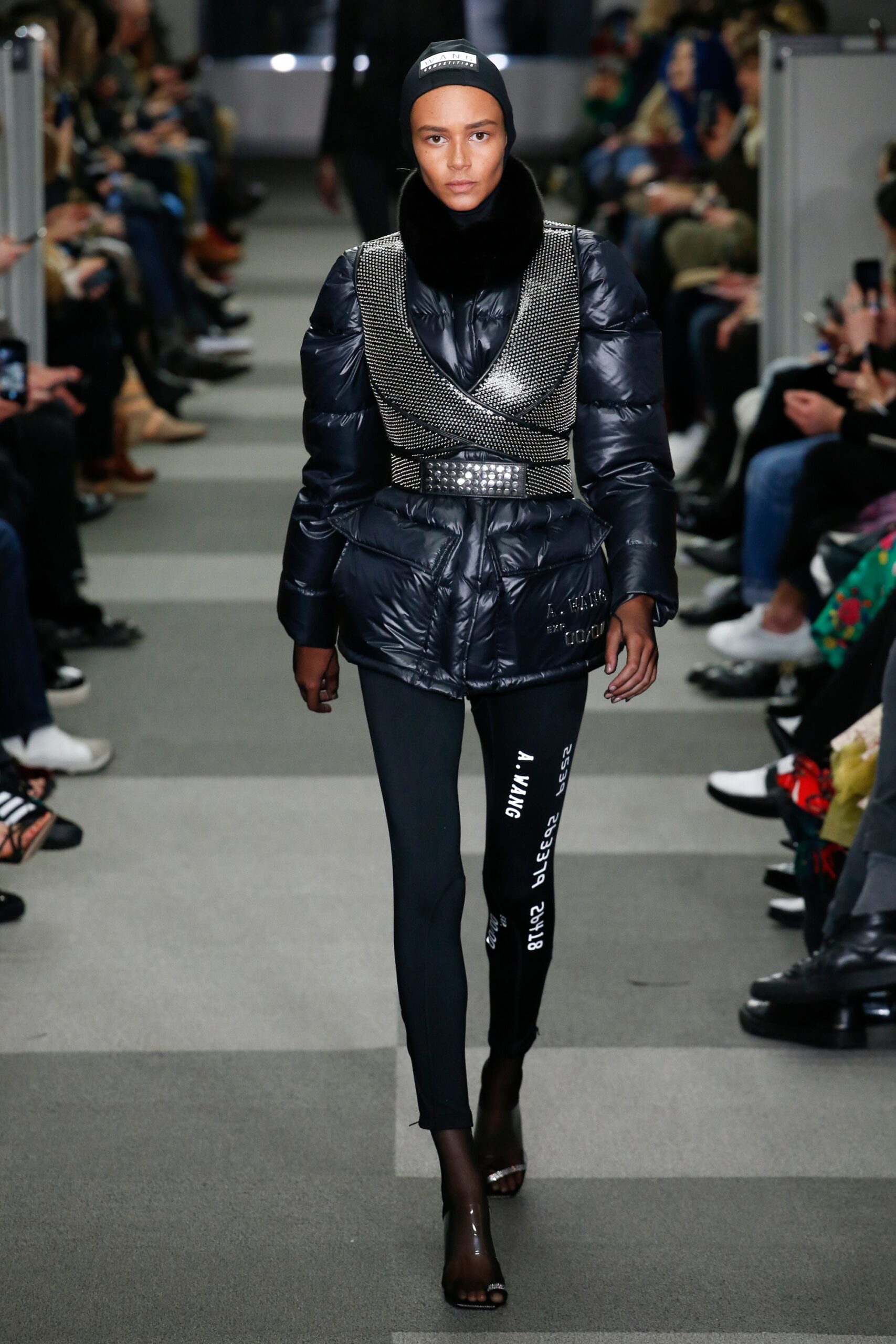 black fitted jacket with printed pants