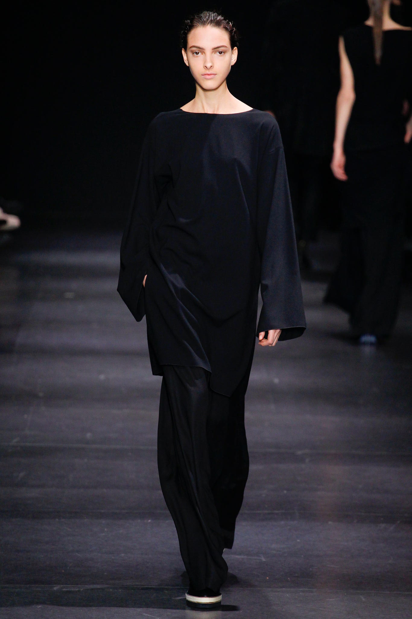 black silk relaxed dress and pants