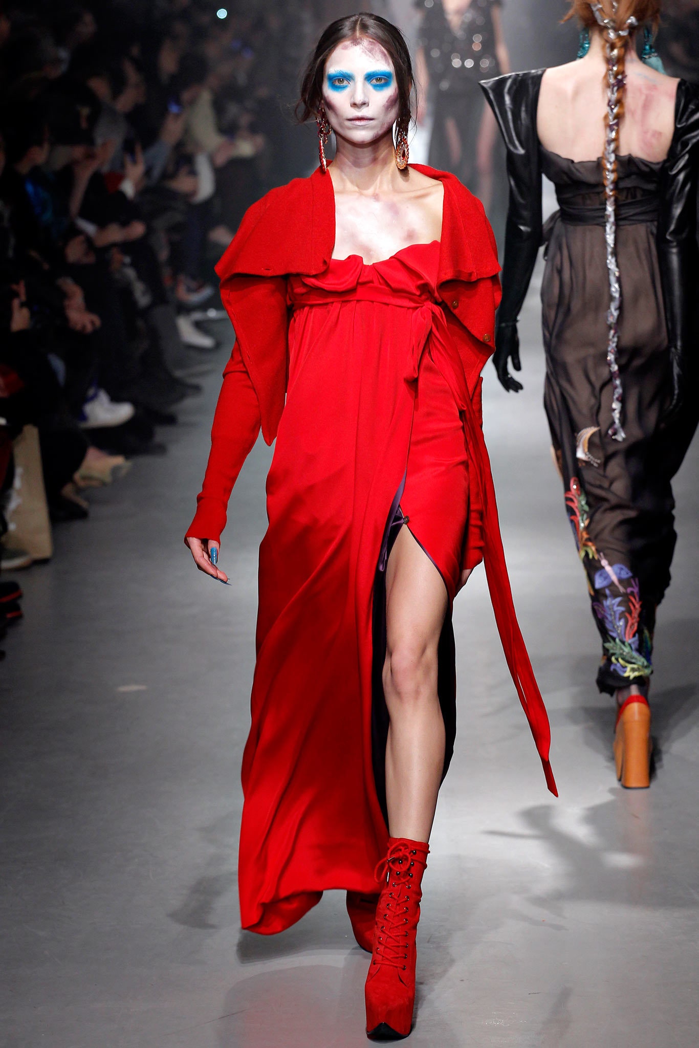 red silk fitted dress with jacket