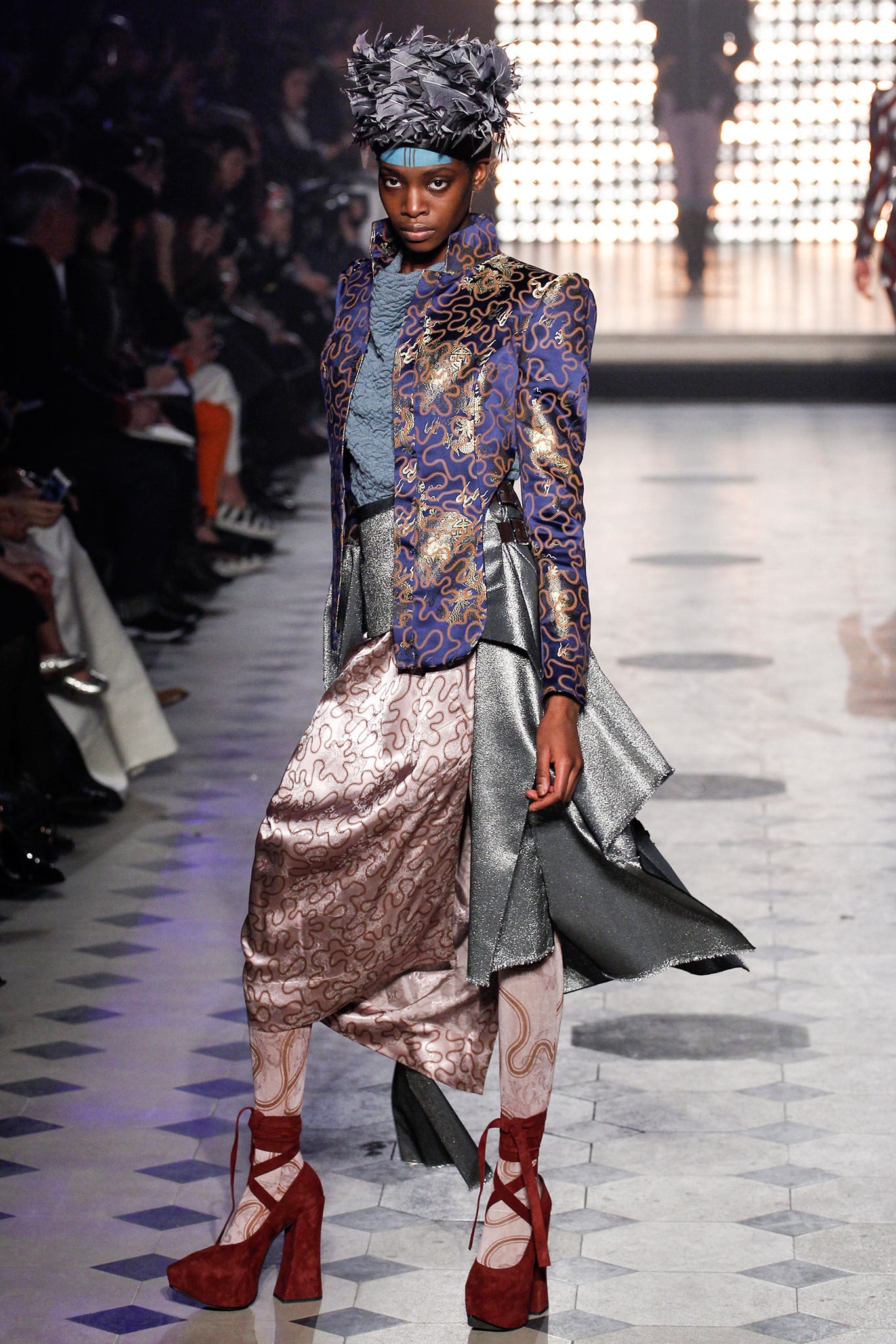 embroidered blue silk jacket