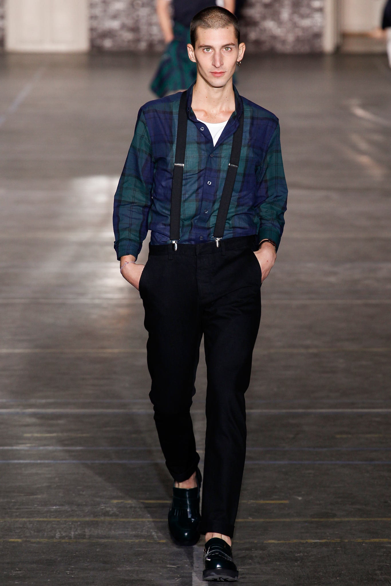 checked shirt tailored pants