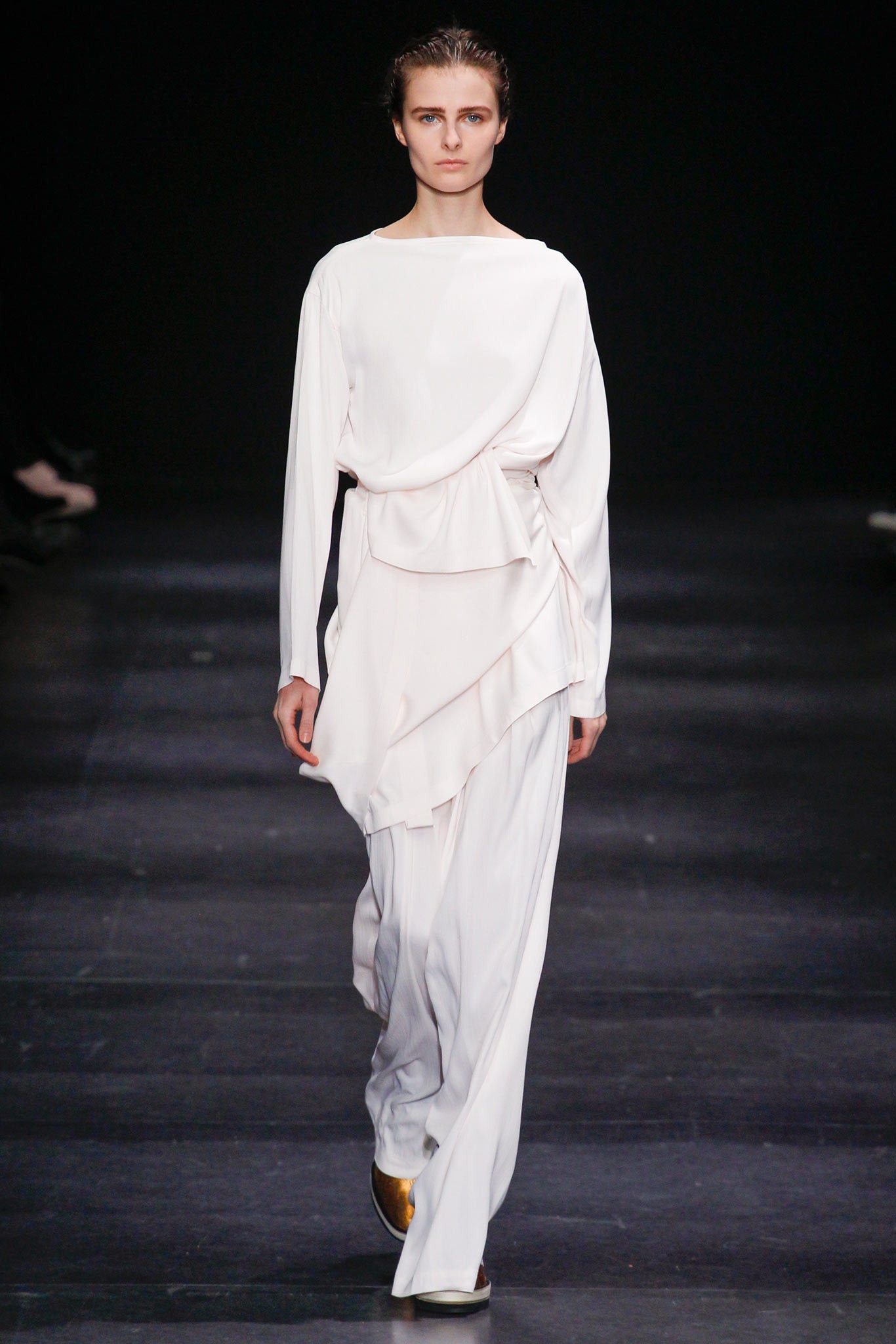 white silk relaxed maxi dress