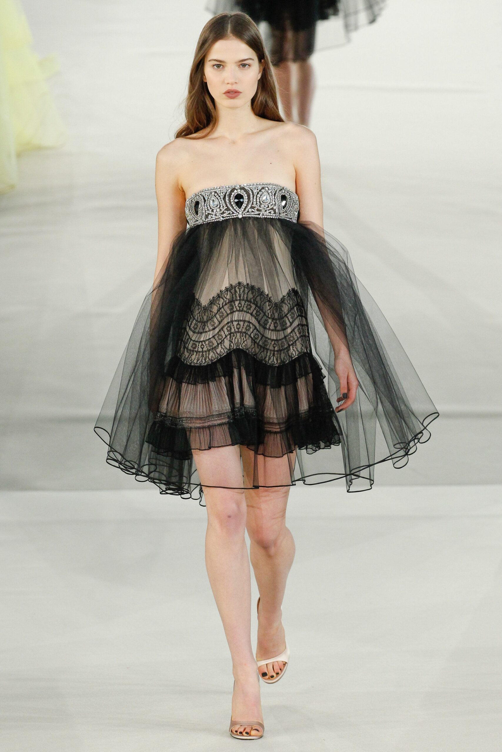 black strapless tulle dress