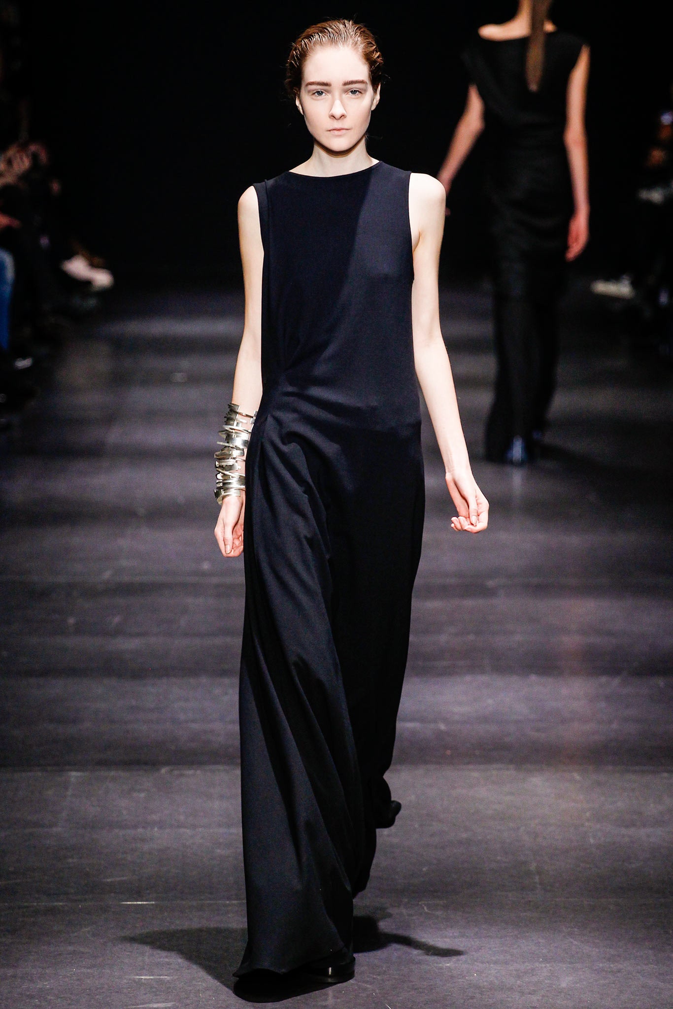 black silk sleeveless dress