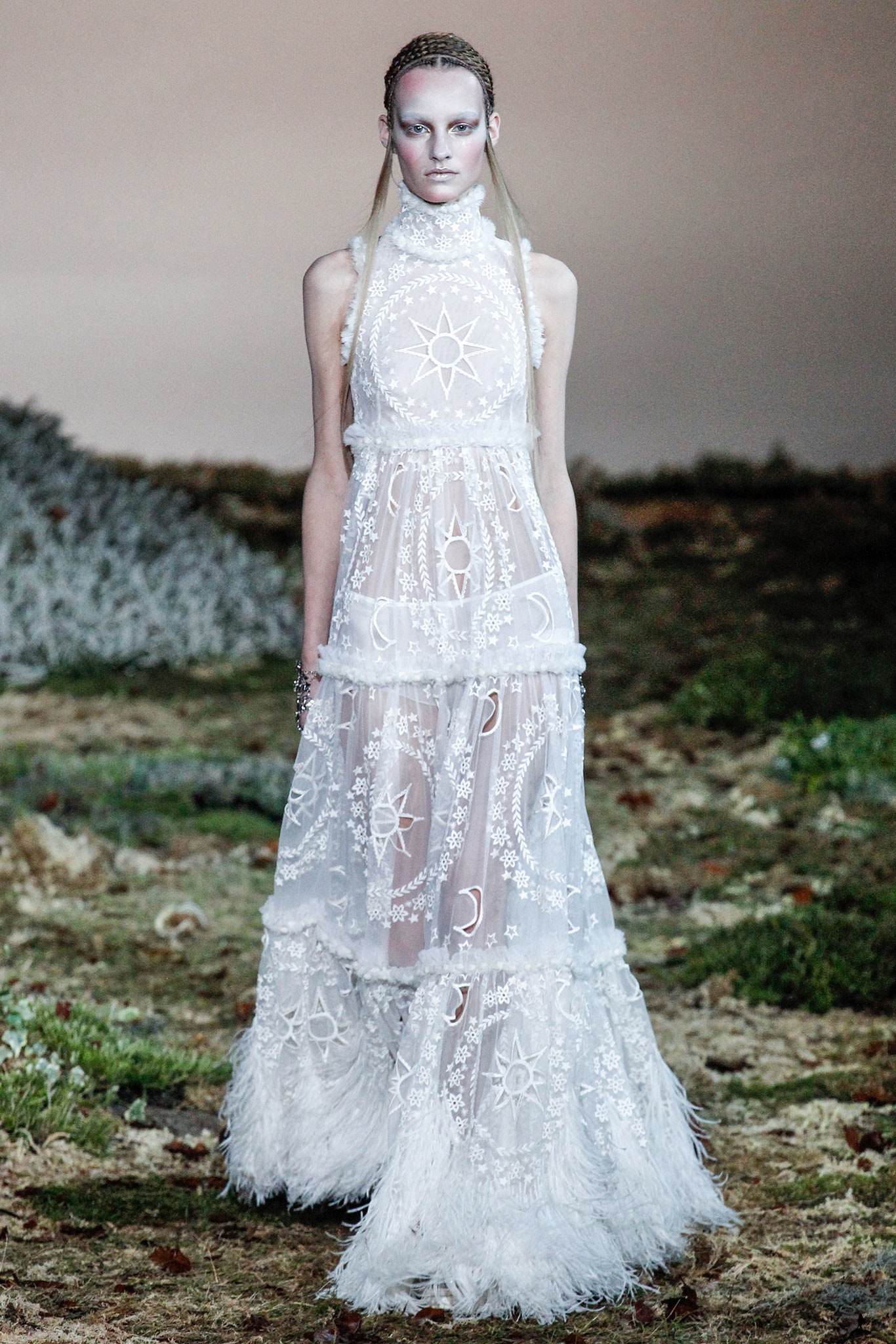 white embroidered maxi gown