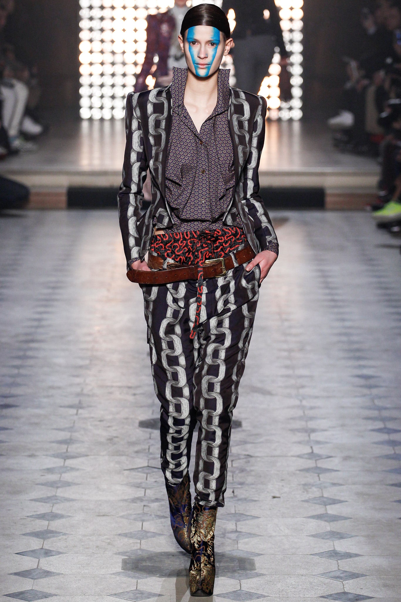 black and white printed suit