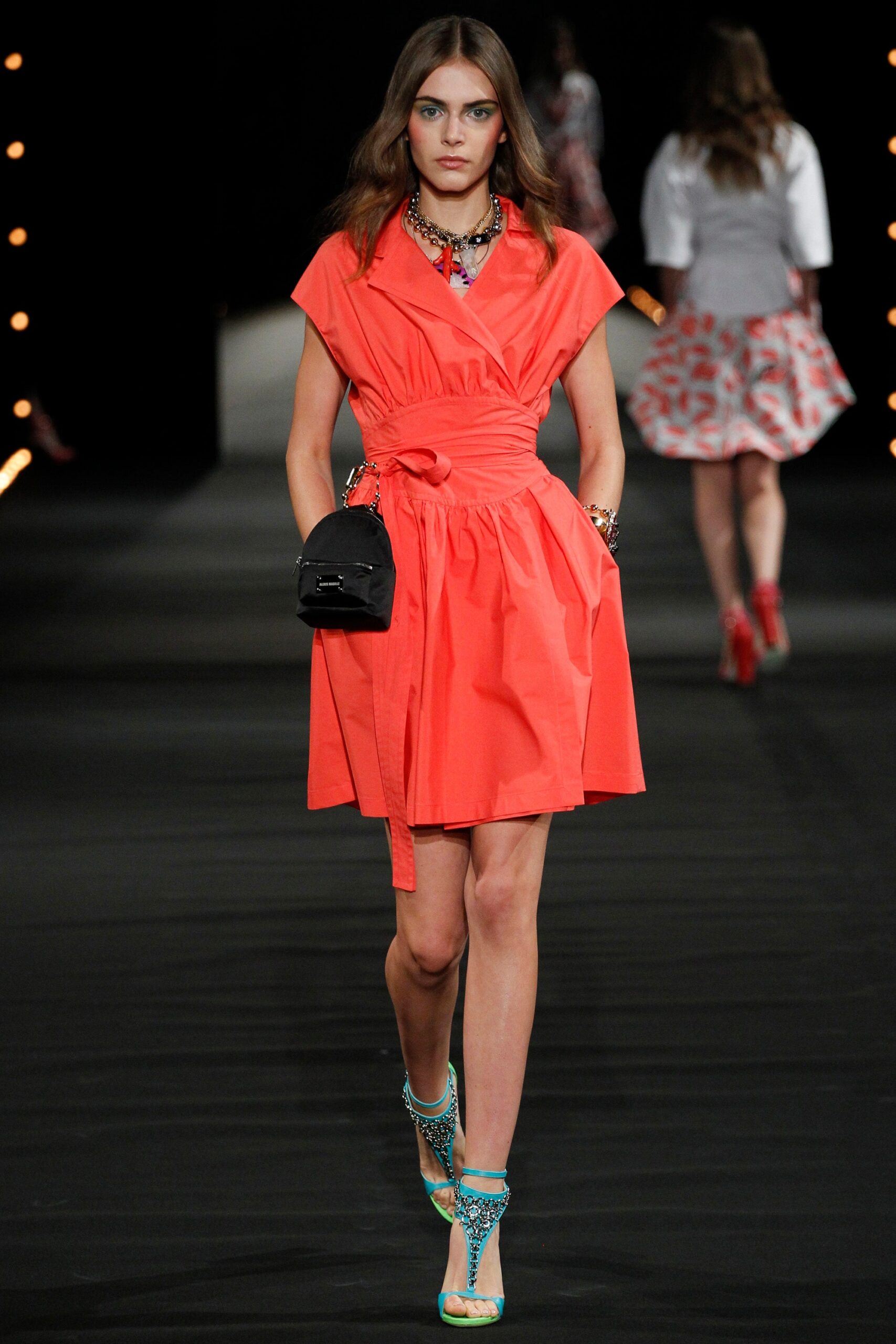 orange fitted mini dress