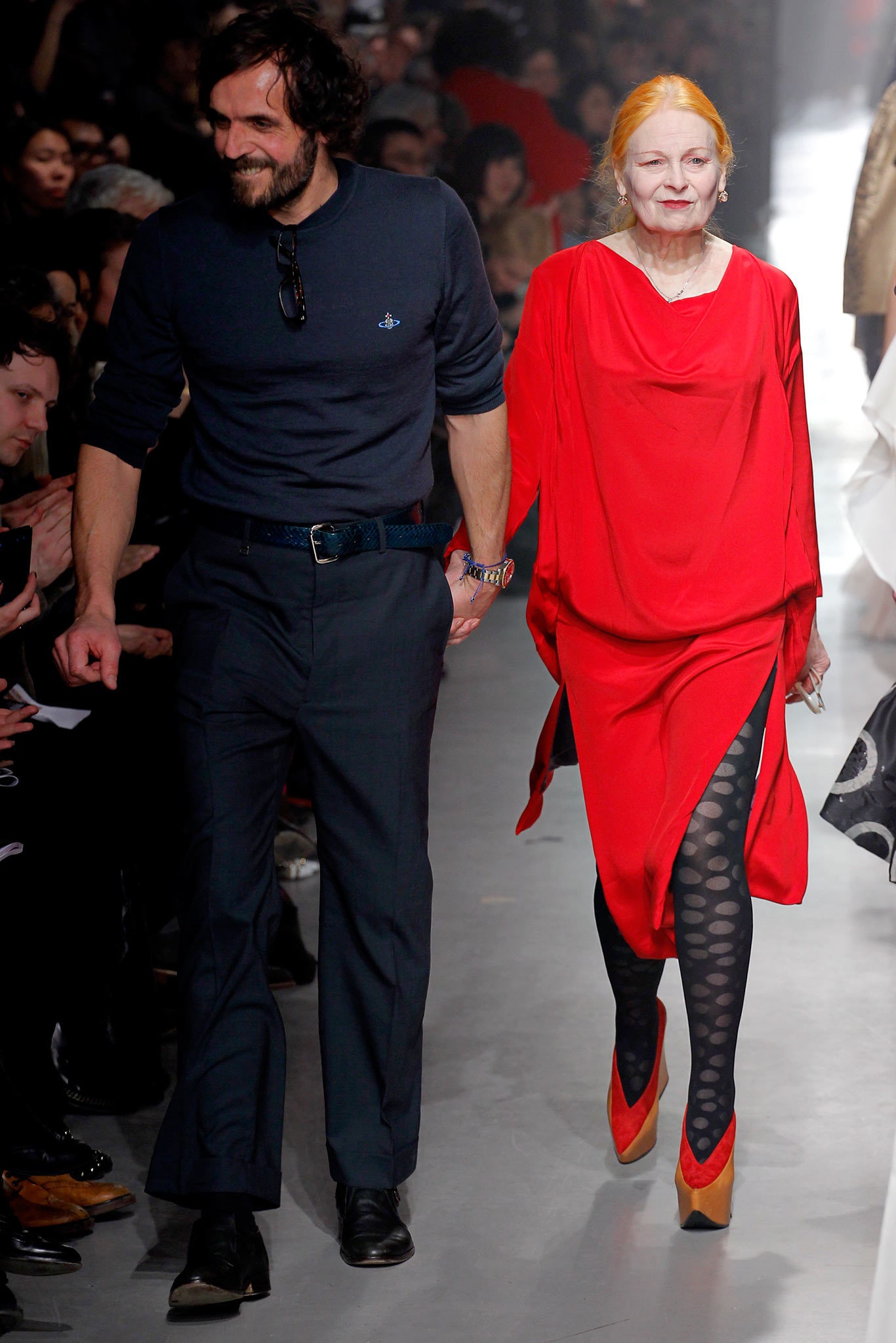red relaxed dress with black pants