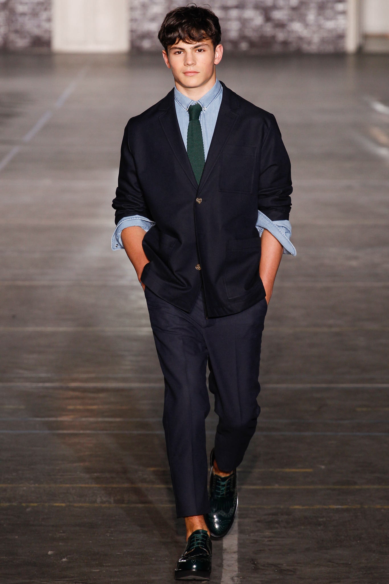 navy tailored blazer with slim pants