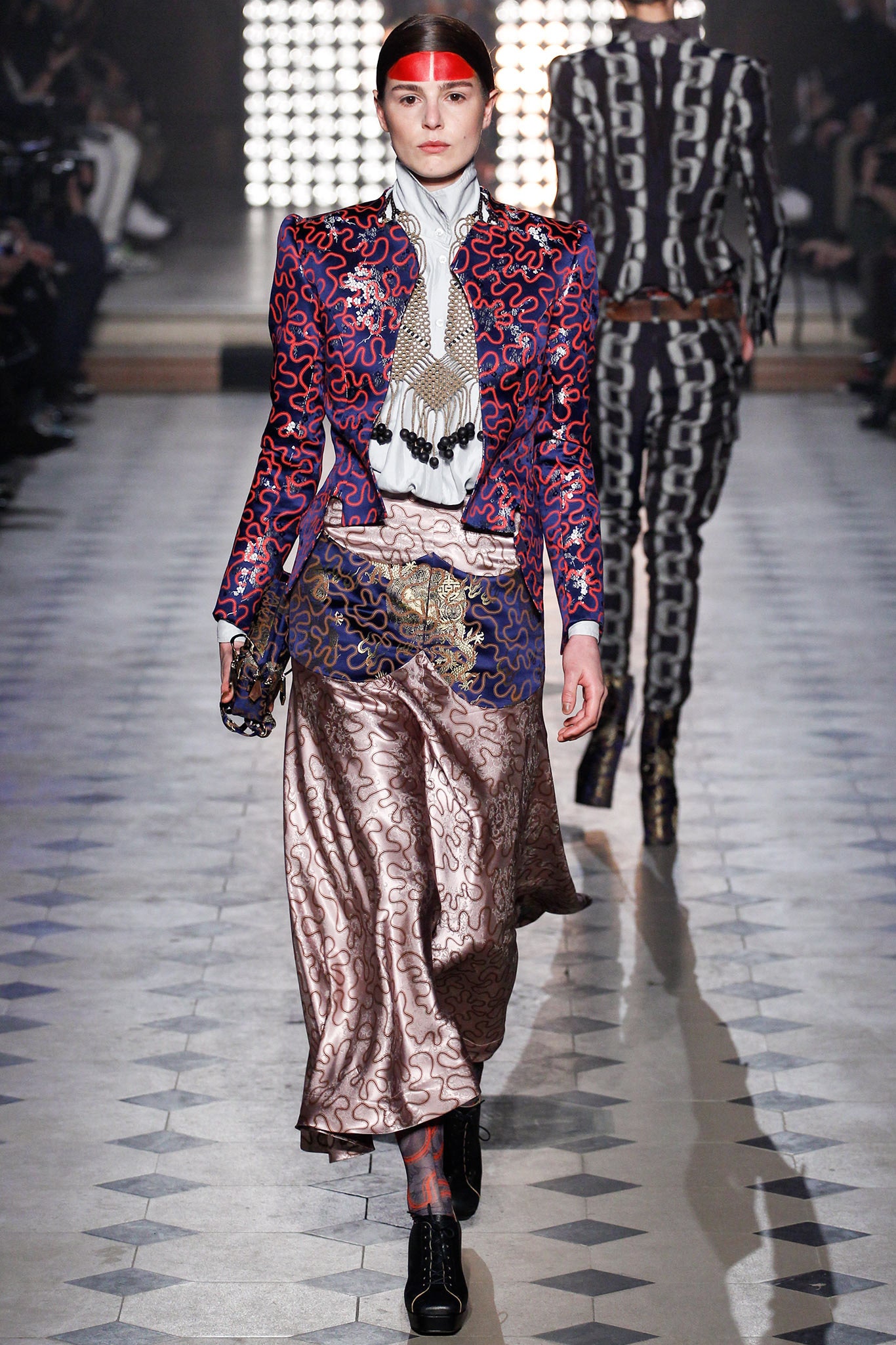 purple silk long-sleeve collared fitted embroidered jacket