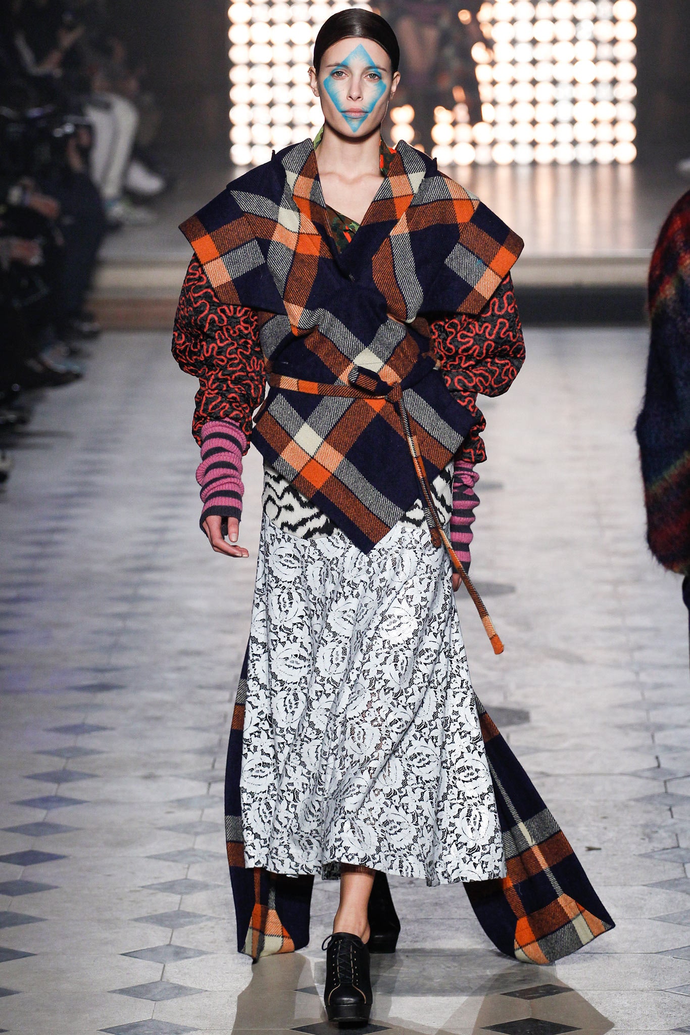 maxi lace dress with oversized coat