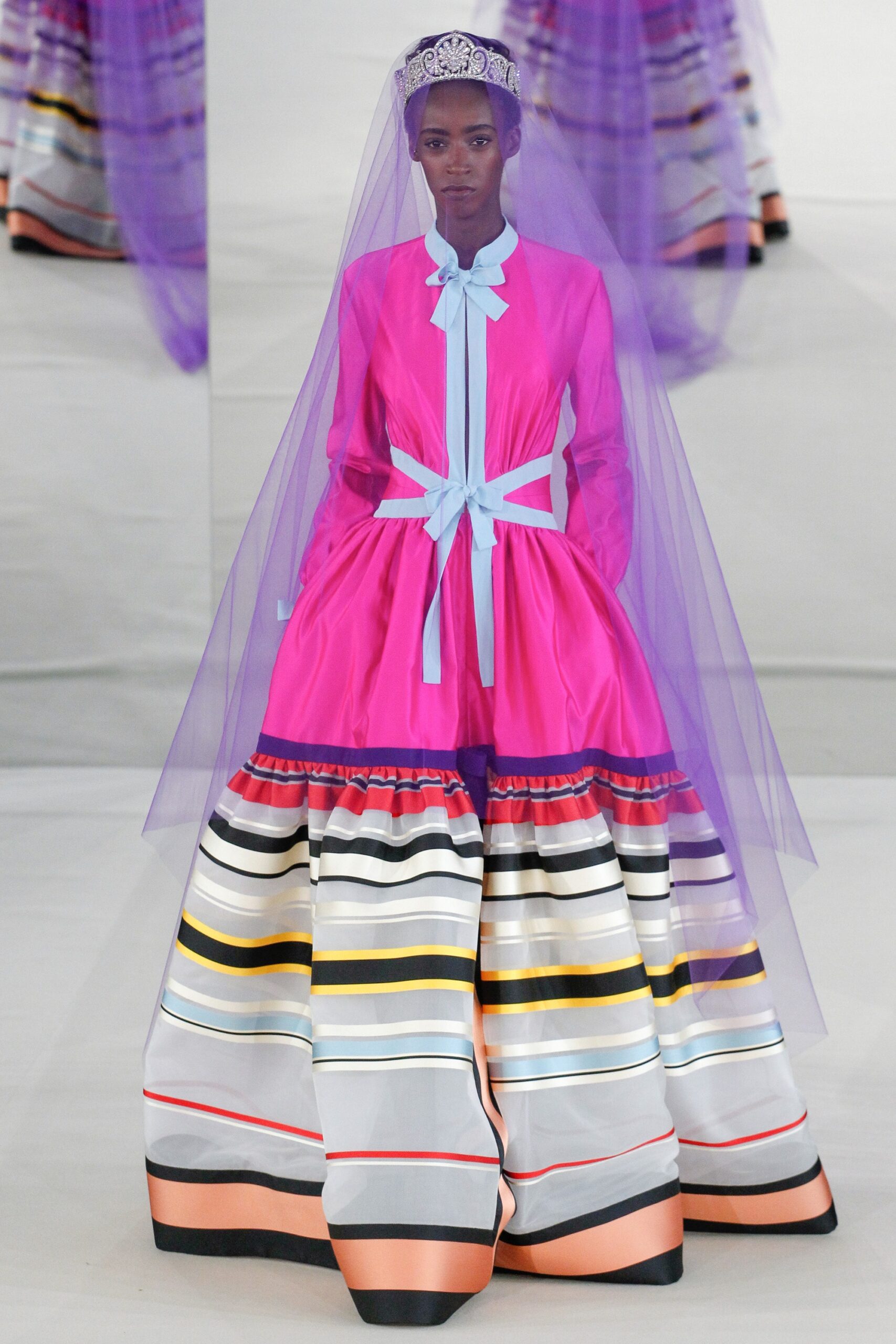 pink silk tiered maxi dress