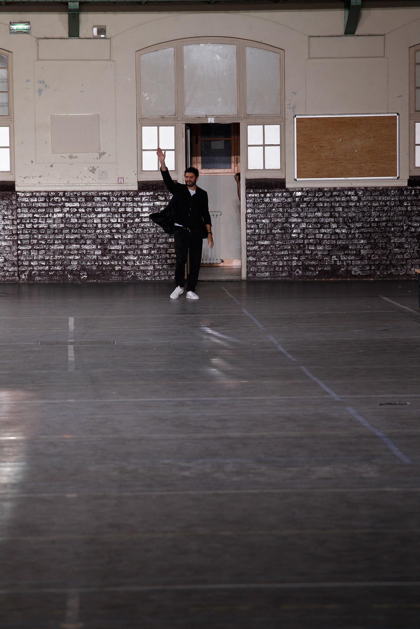 black tailored blazer with slim pants