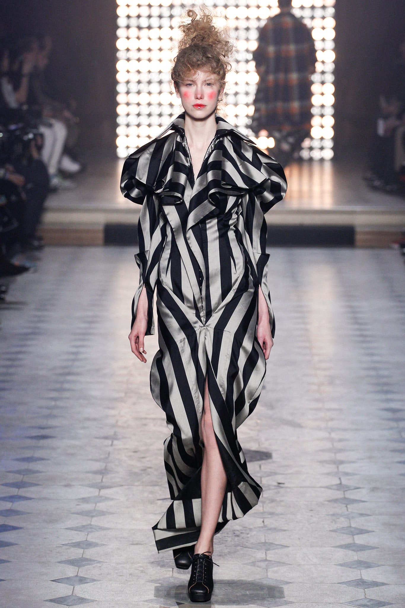 black and white striped midi dress