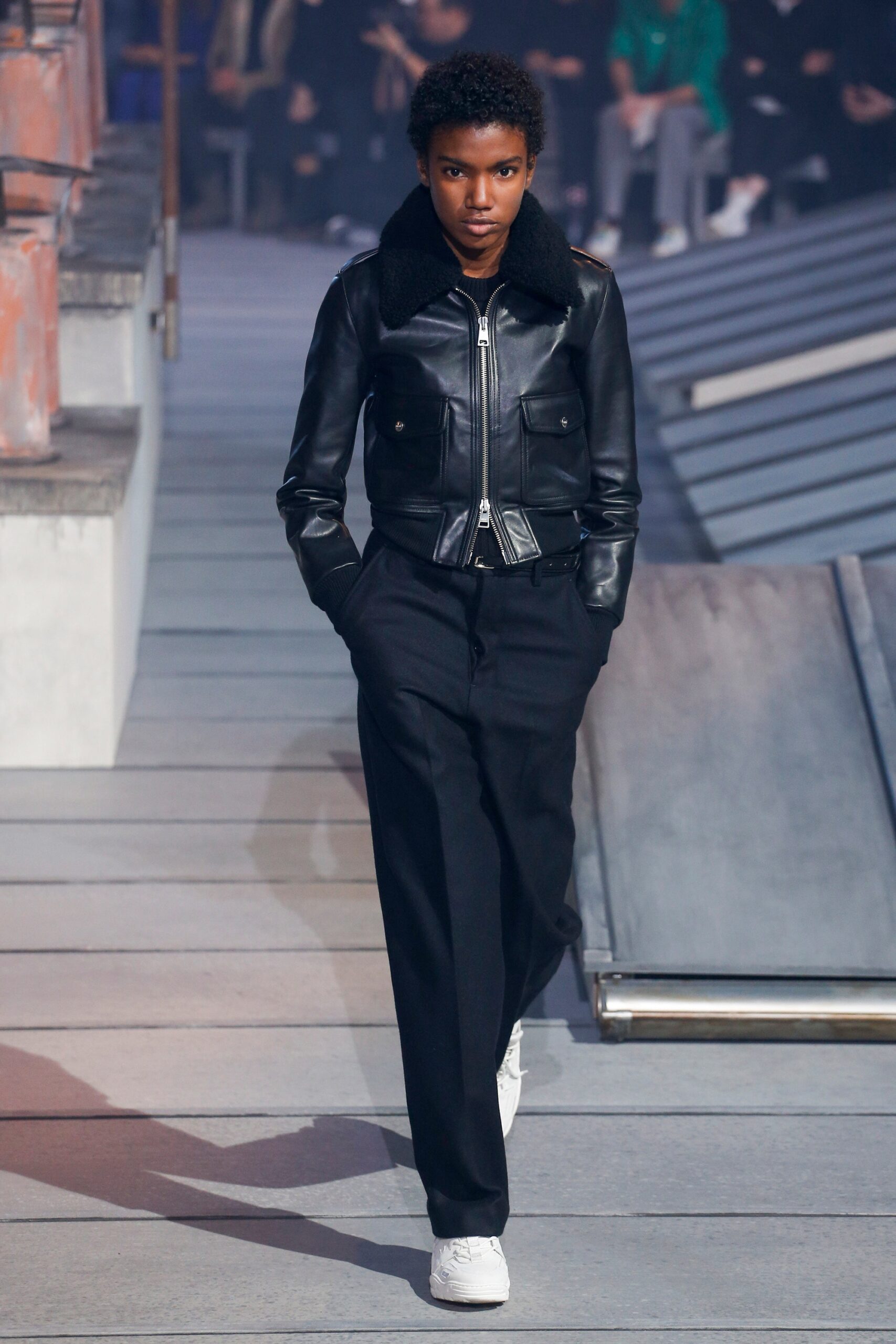 black leather fitted jacket