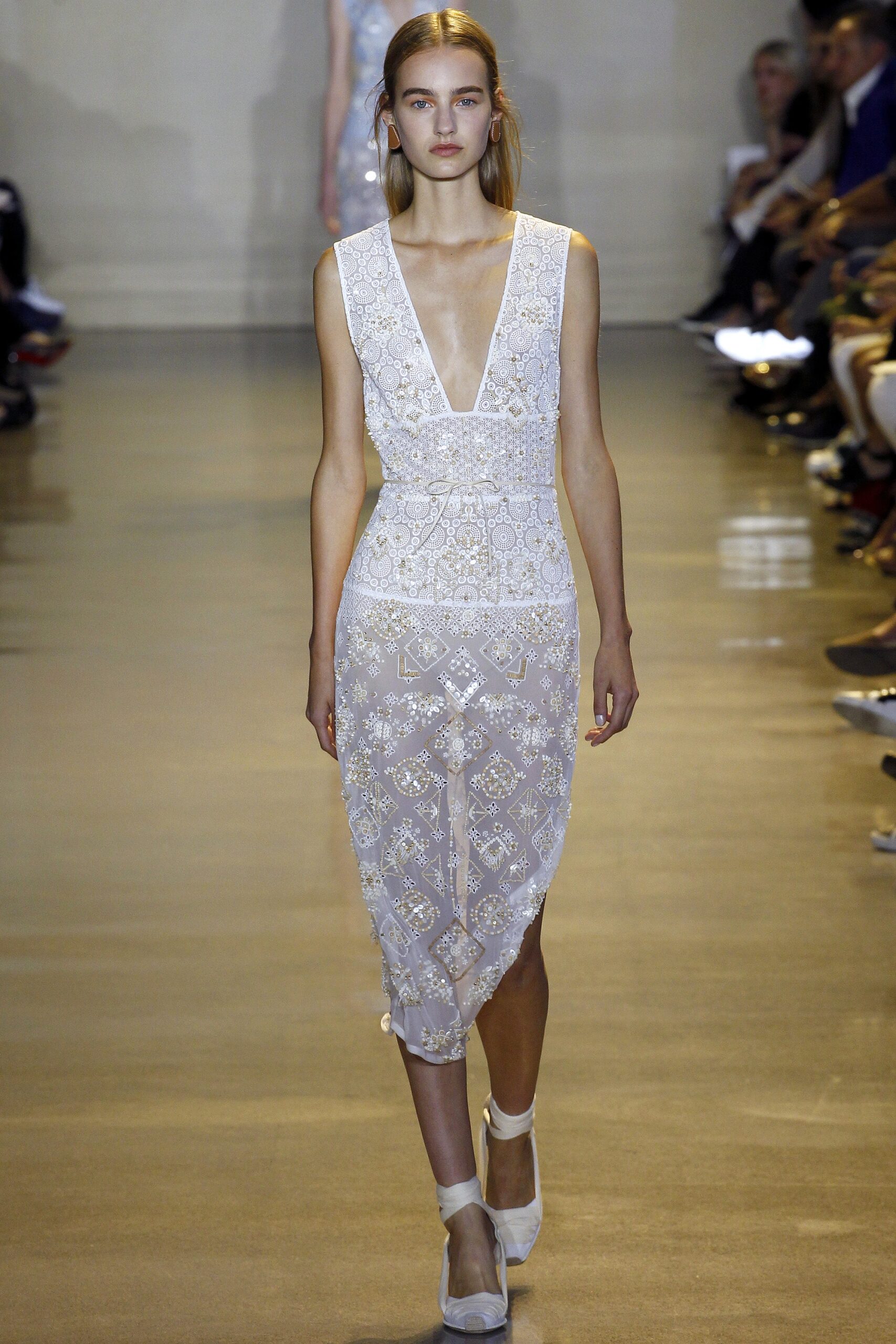 white lace fitted dress