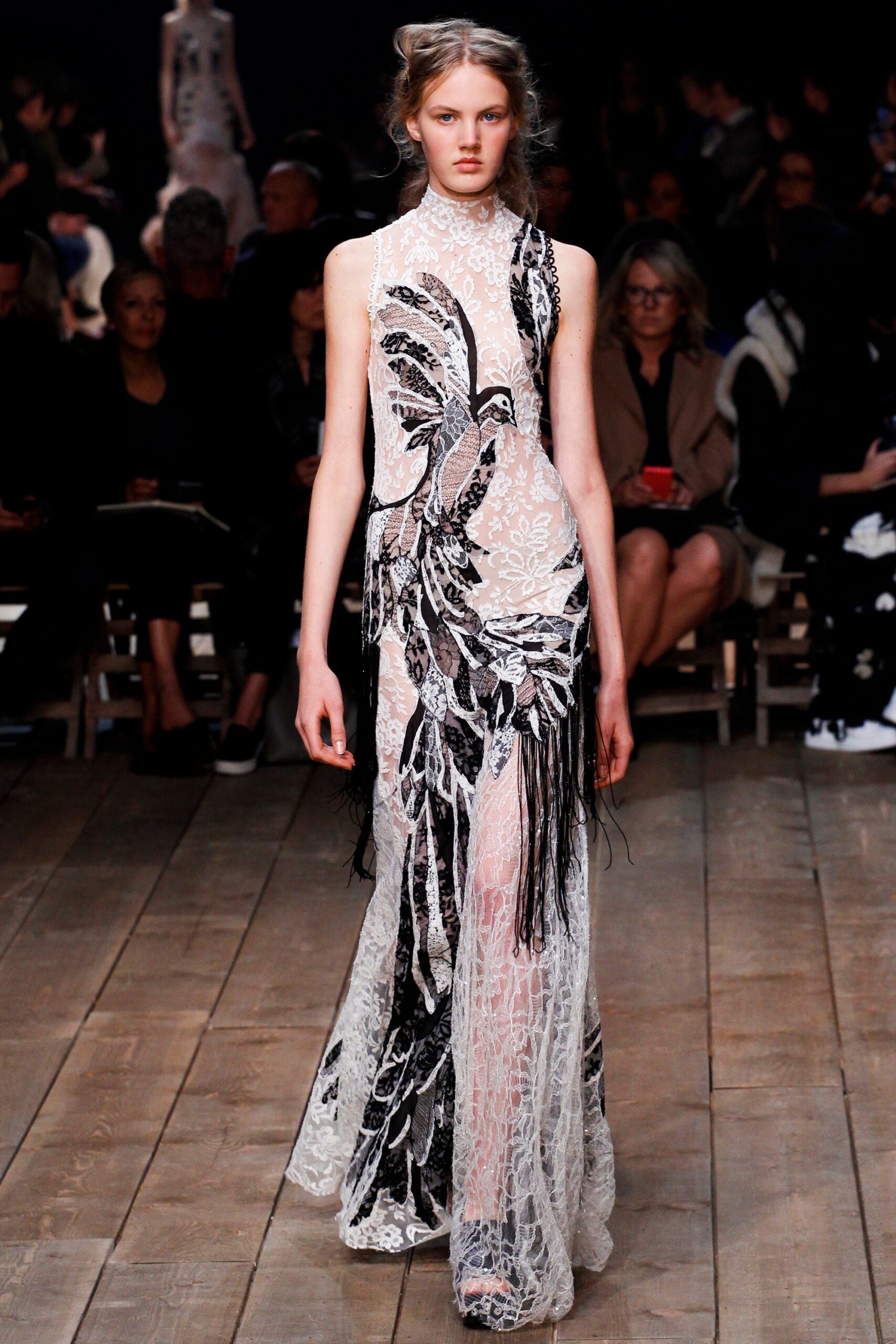 black and white lace gown