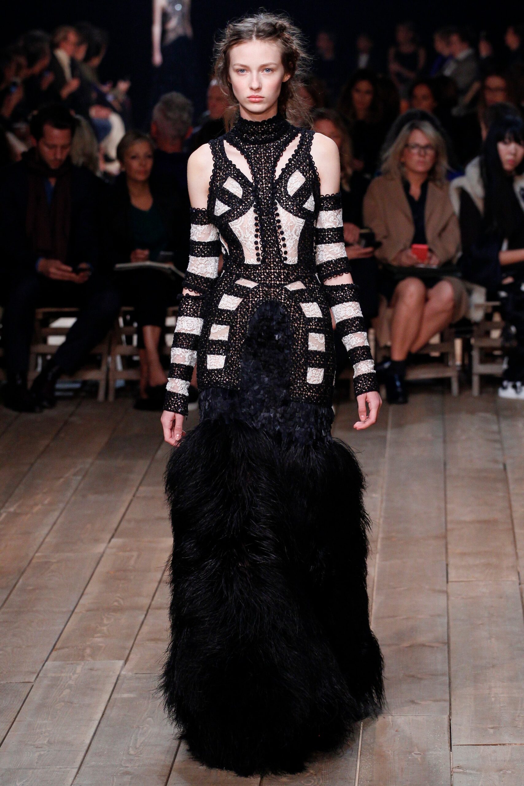 black silk embellished gown