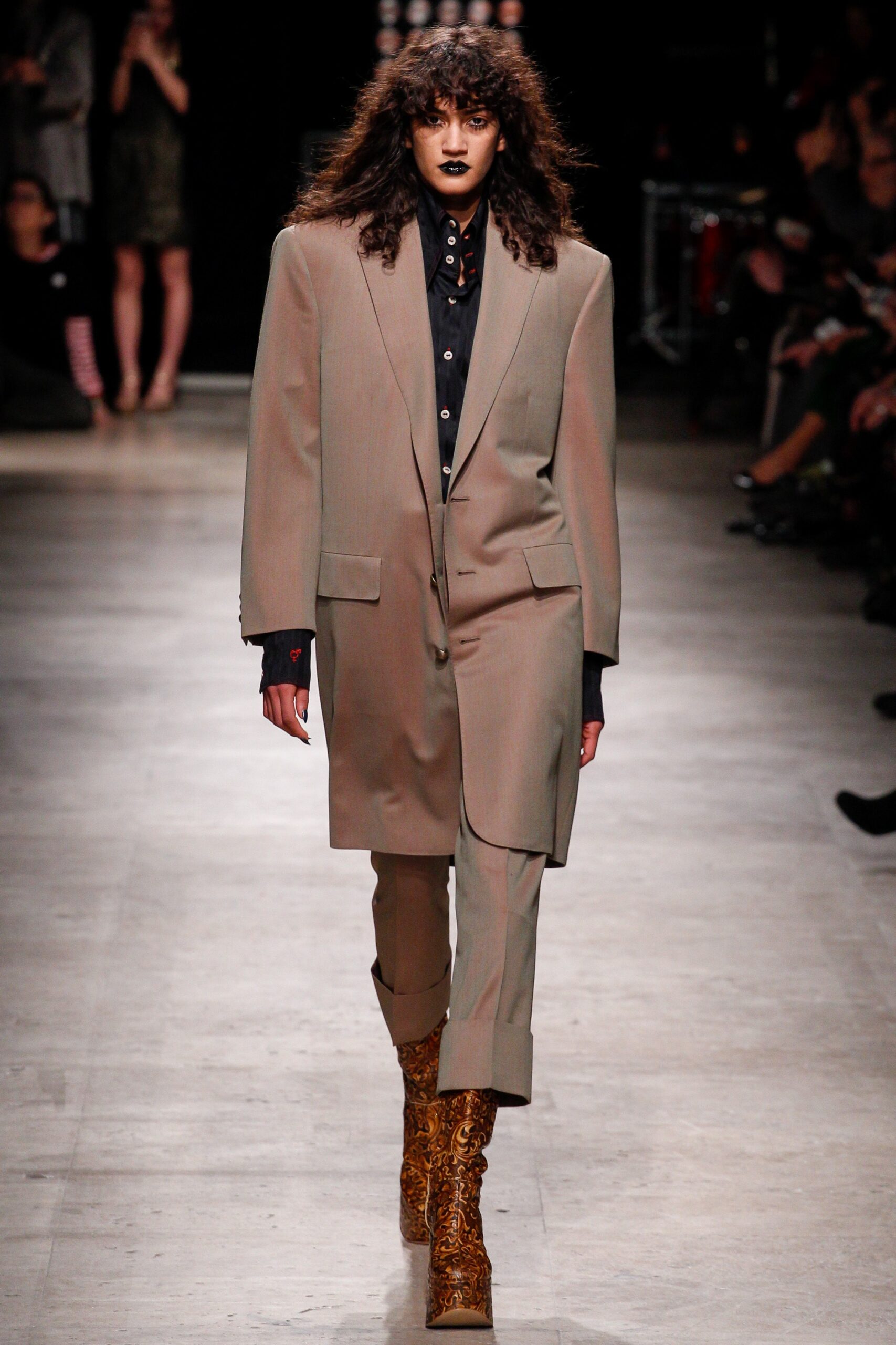 brown leather textured boots