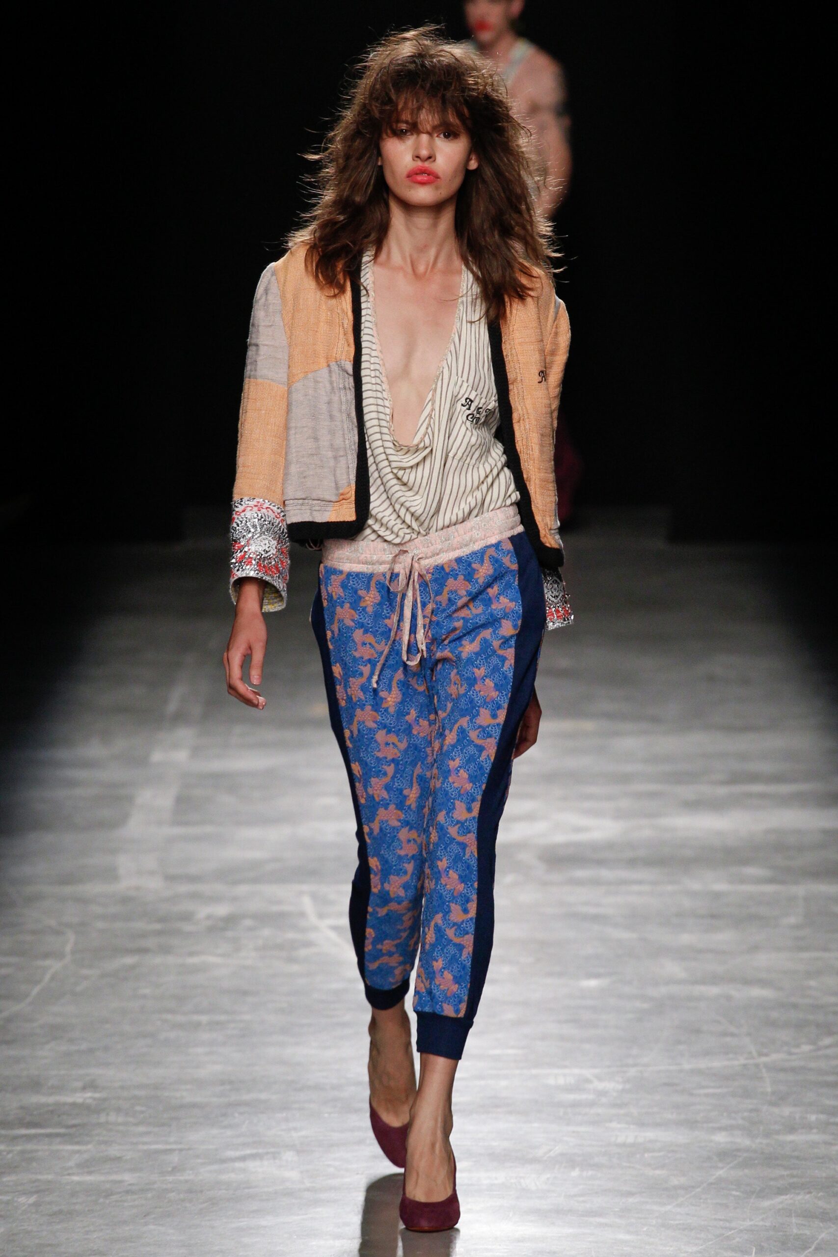 relaxed patchwork jacket with fitted top