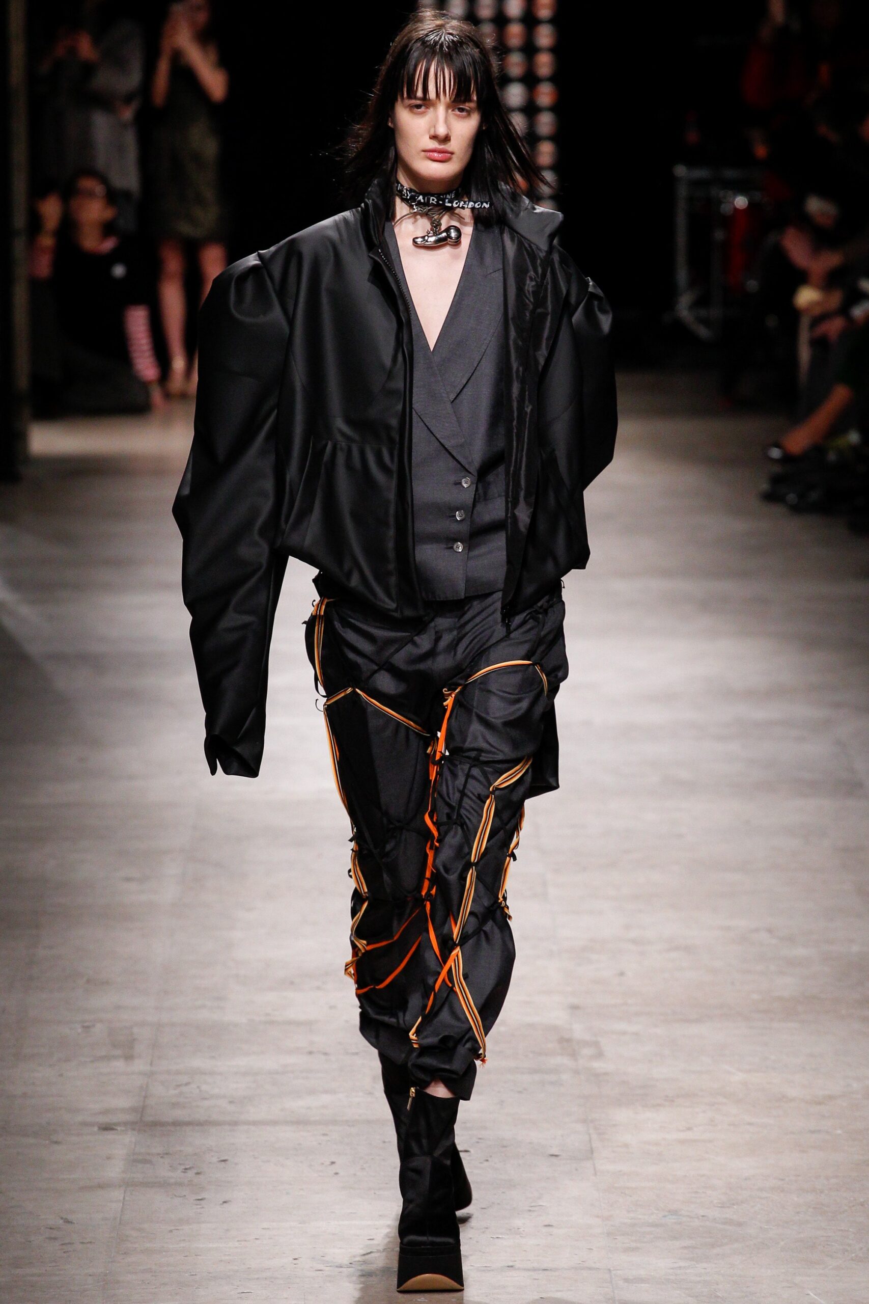 black silk long-sleeve collared oversized draped jacket