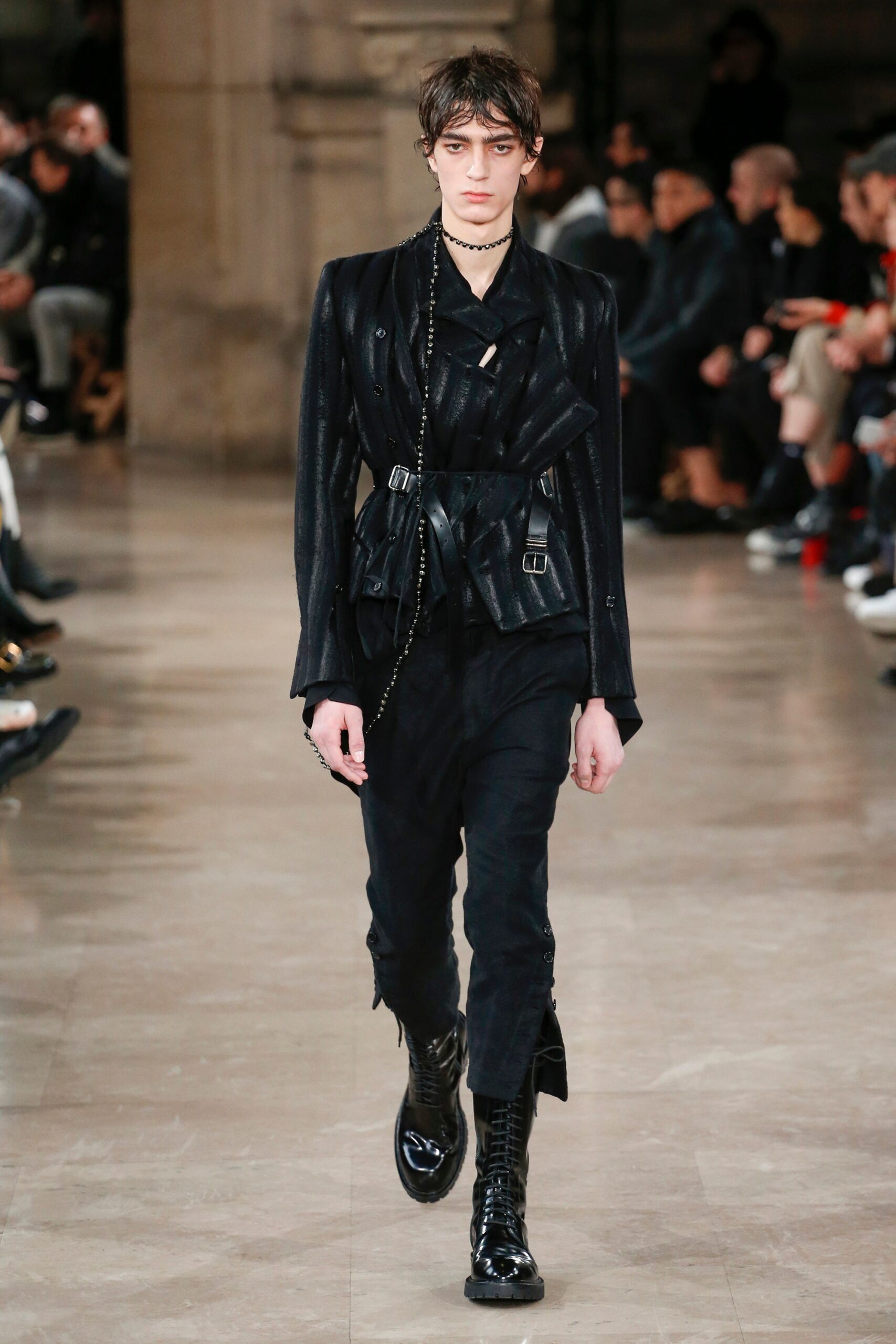 black leather fitted jacket and pants