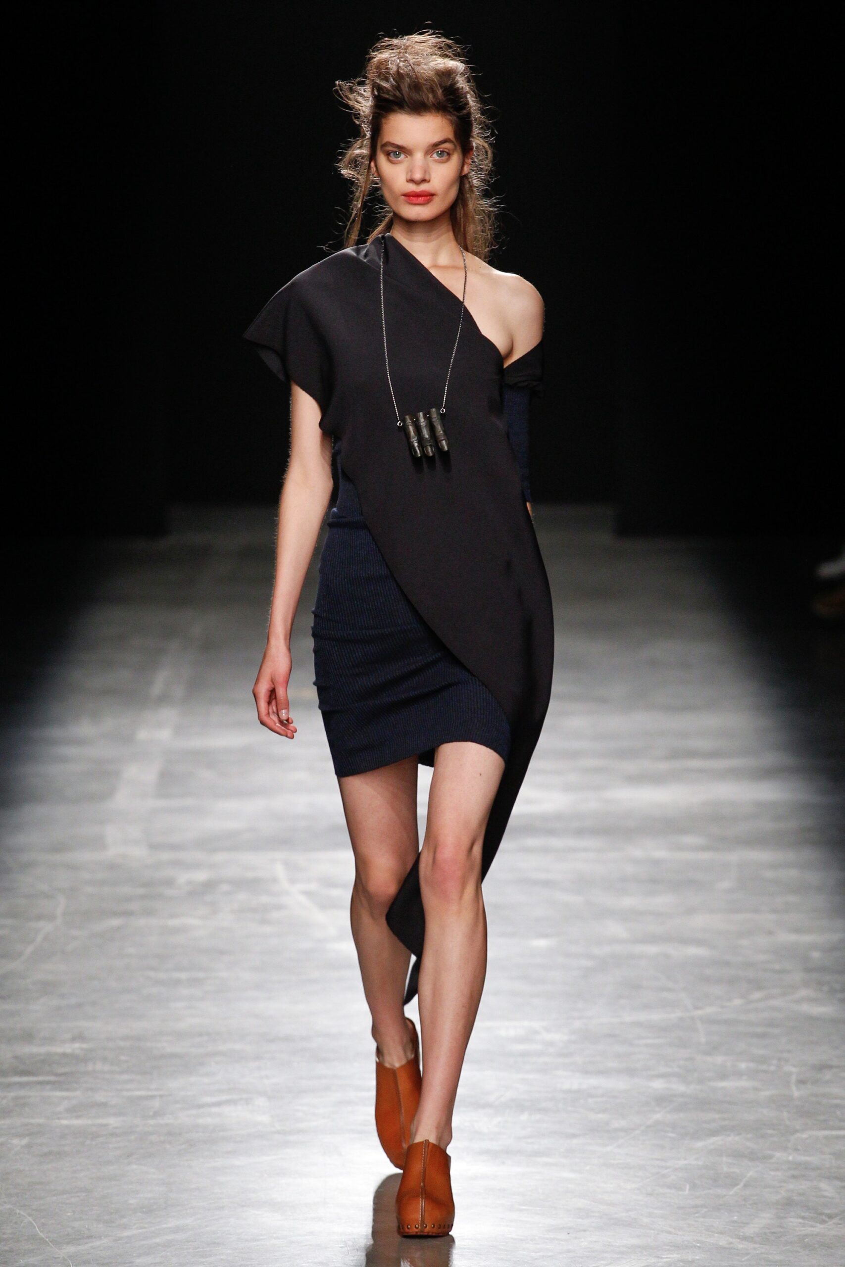 black fitted asymmetric dress