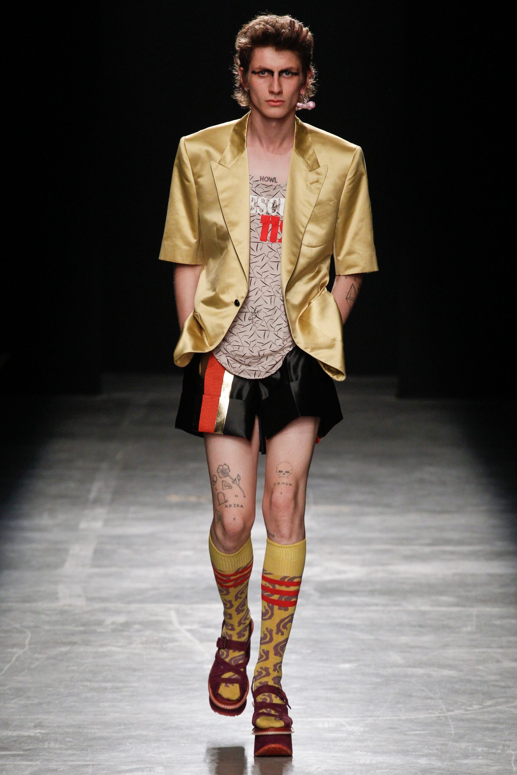 gold silk tailored blazer