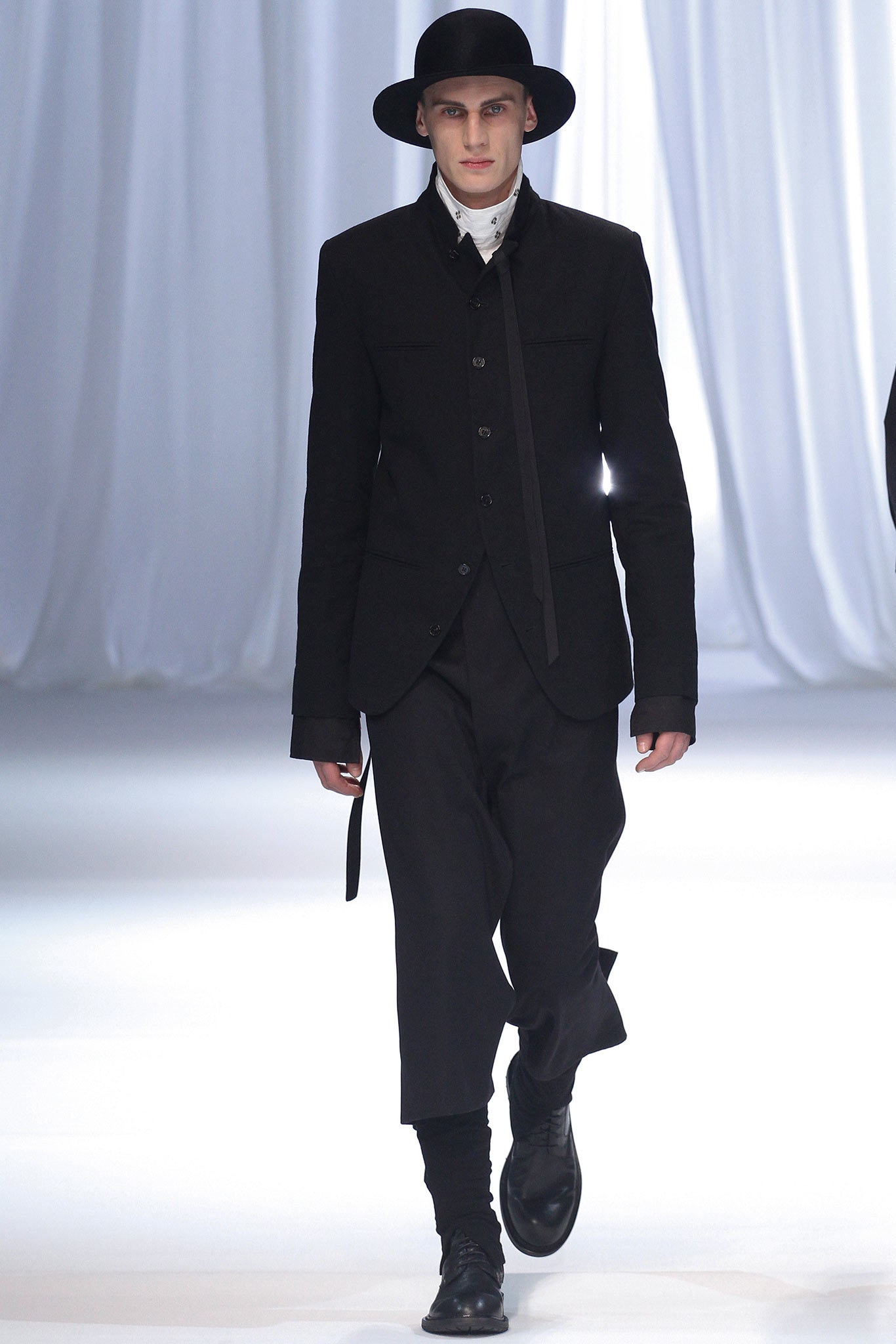black tailored suit with hat
