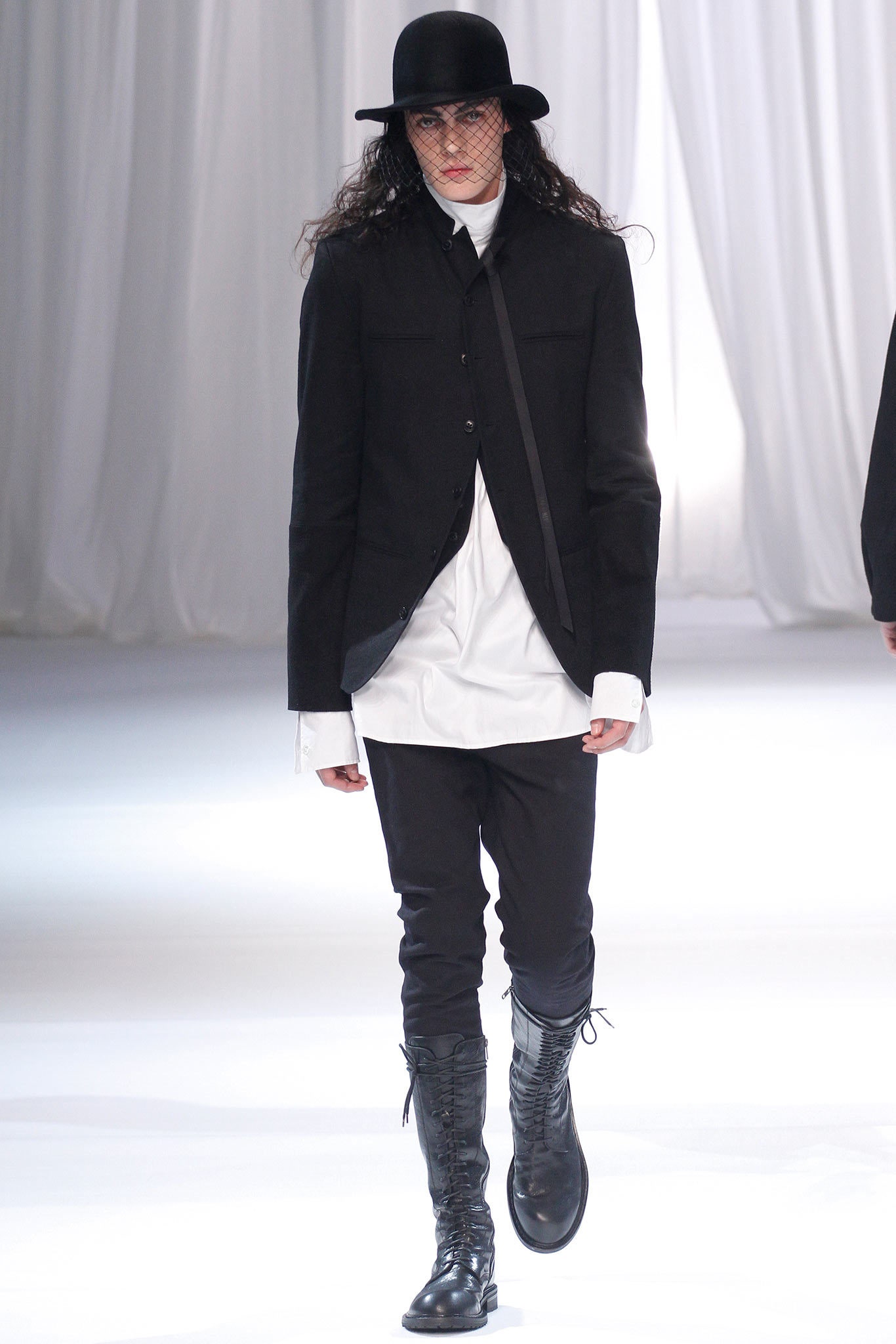 black fitted jacket with white shirt