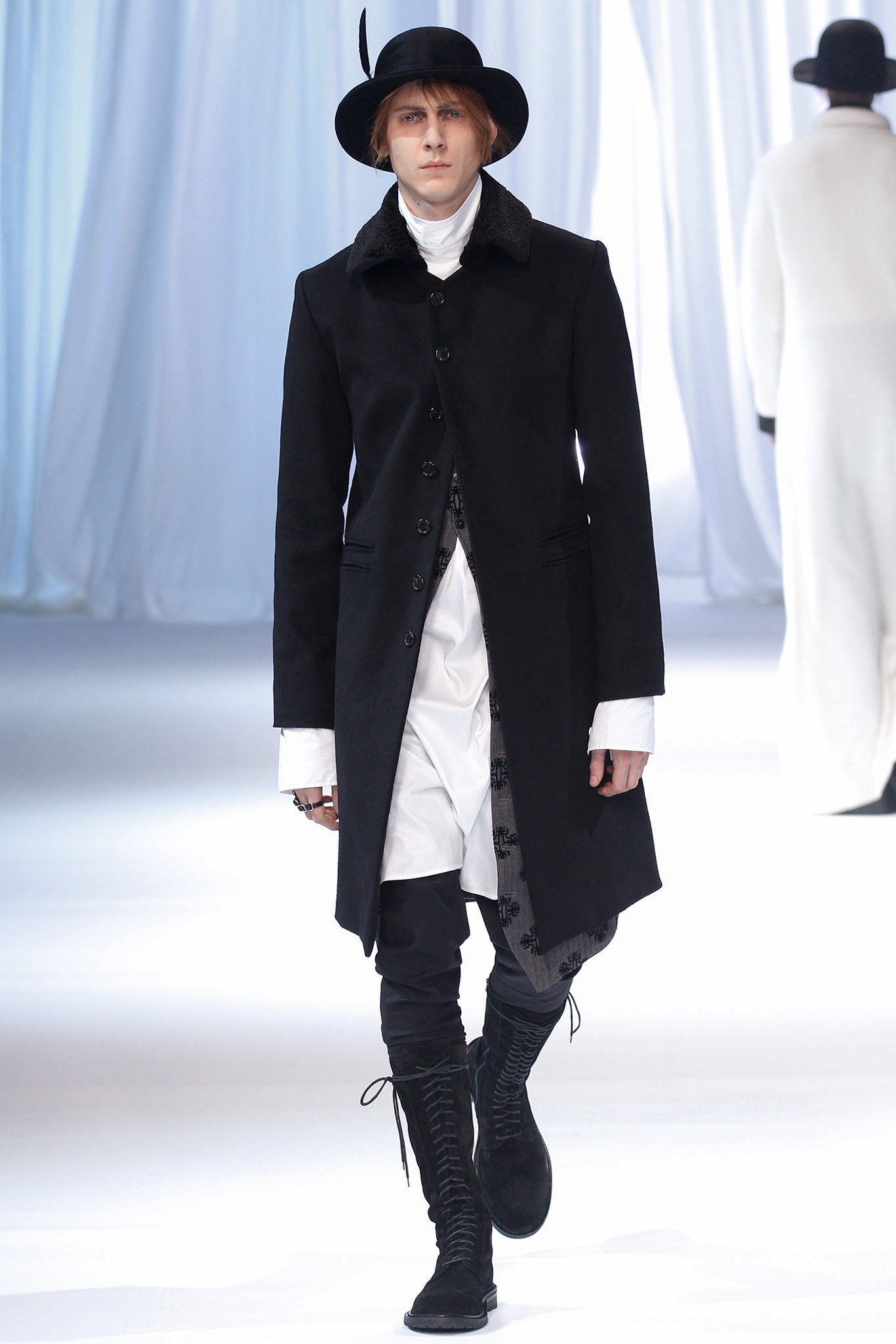 black wool coat with white shirt