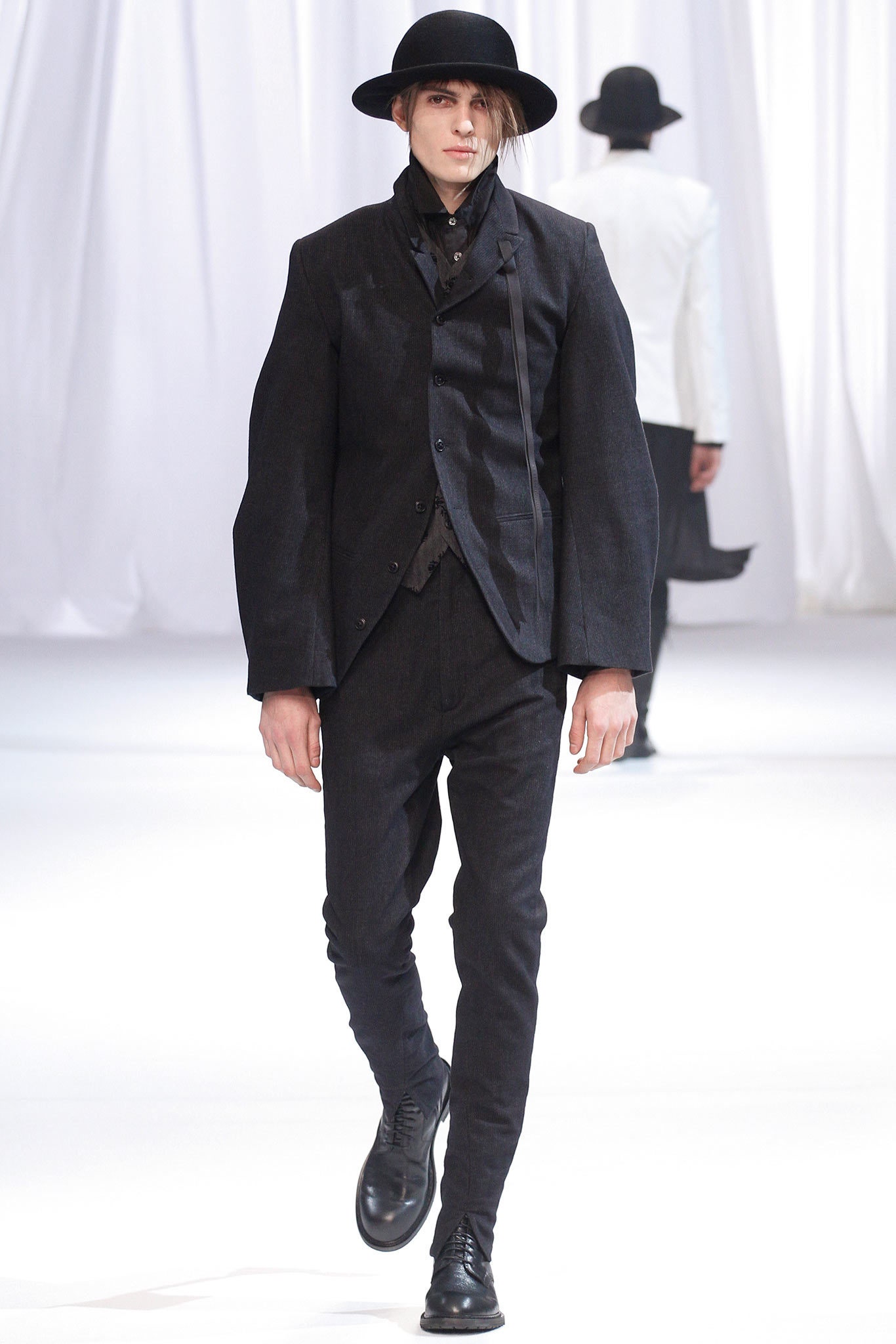 black tailored suit with hat