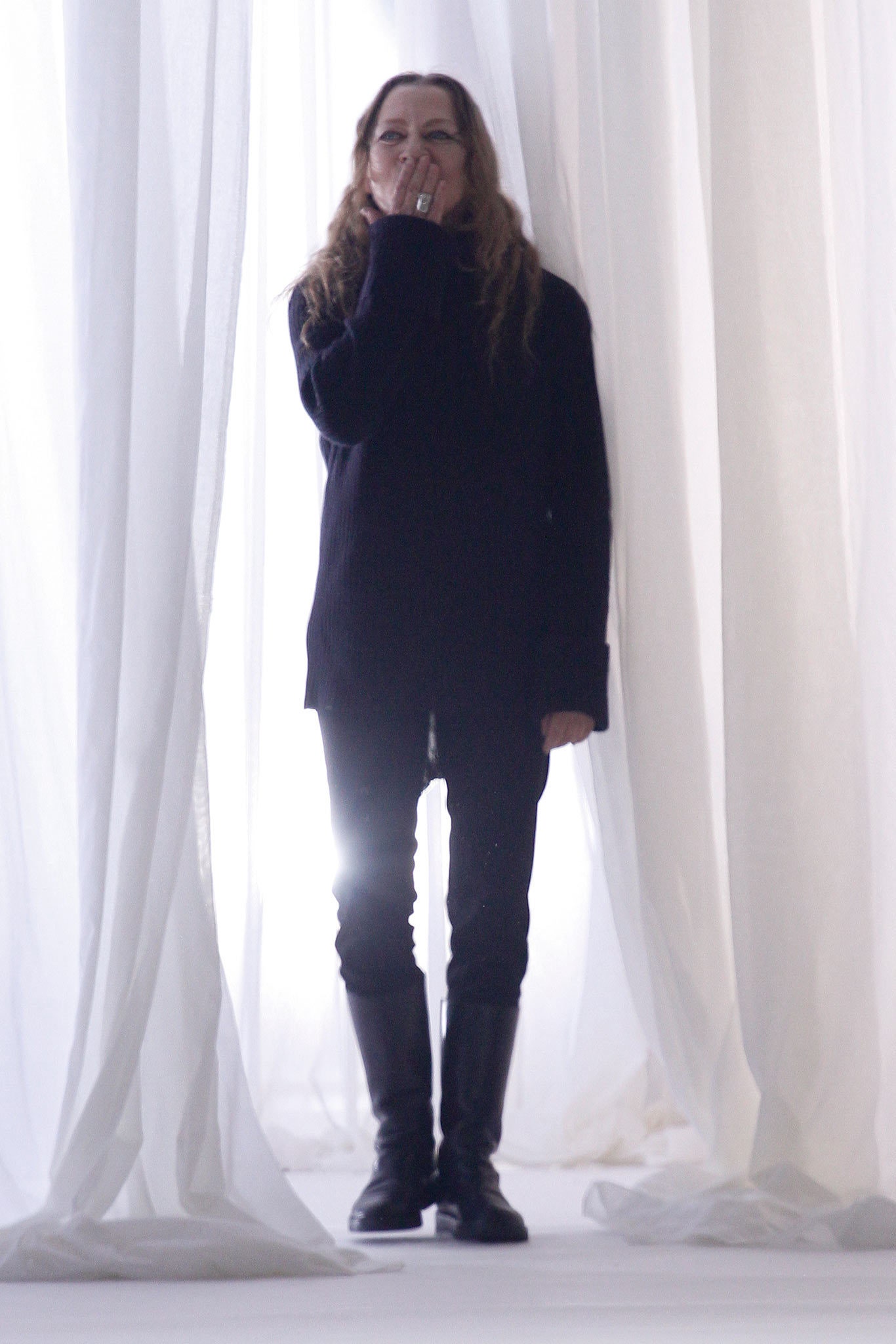 black oversized sweater with slim pants
