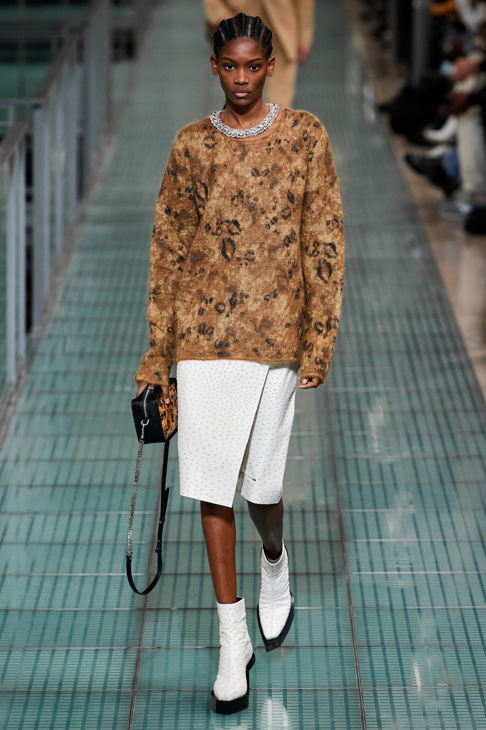 oversized brown animal-print sweater