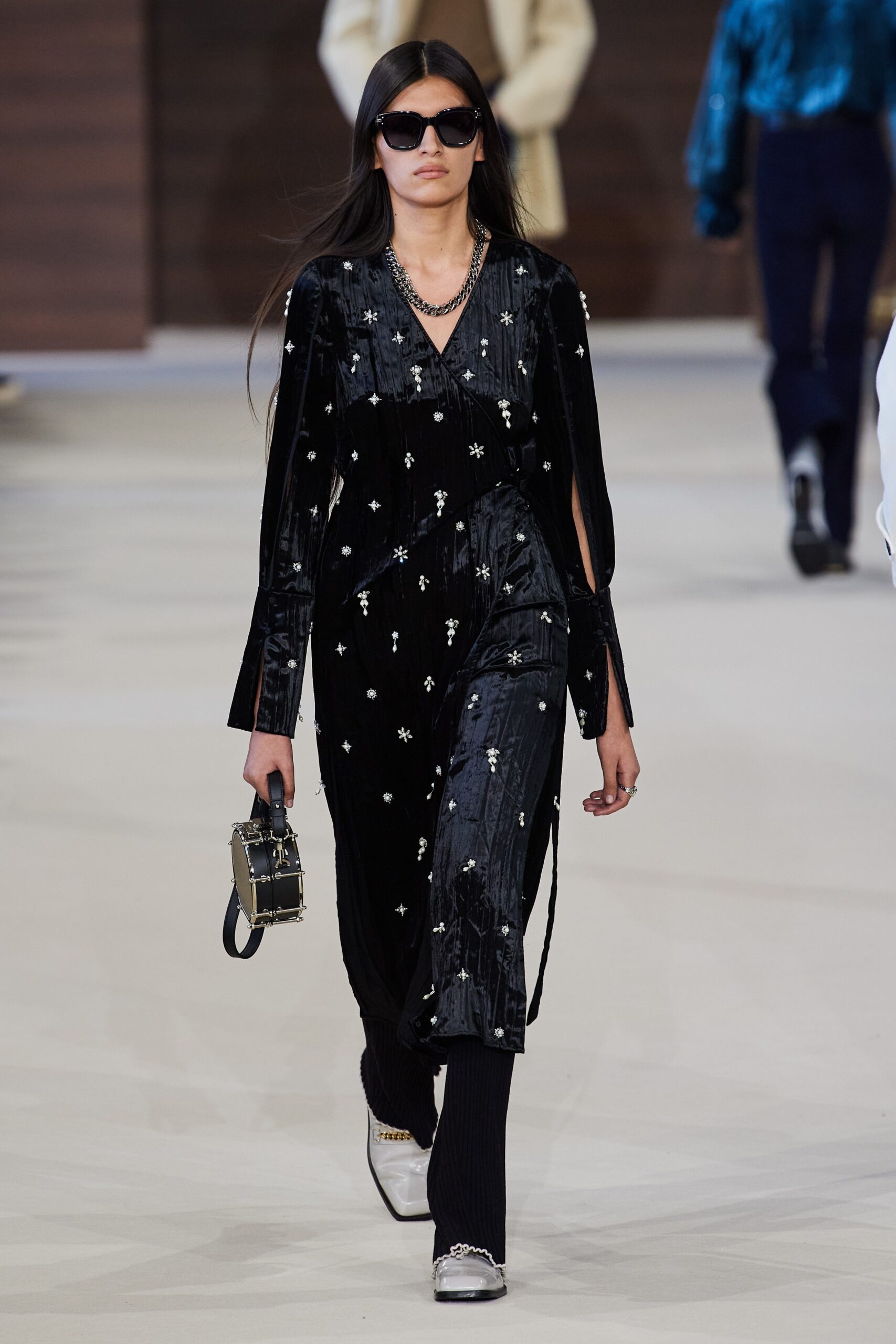 black velvet embroidered dress